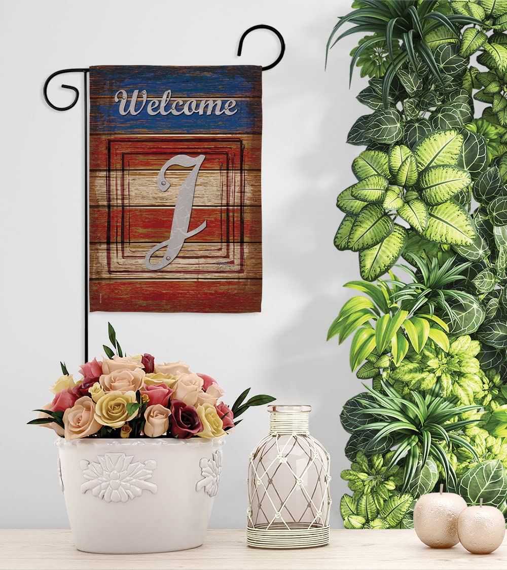 Breeze Decor Patriotic J Initial Garden Flag 13x18.5in - Perfect for Outdoor Decor