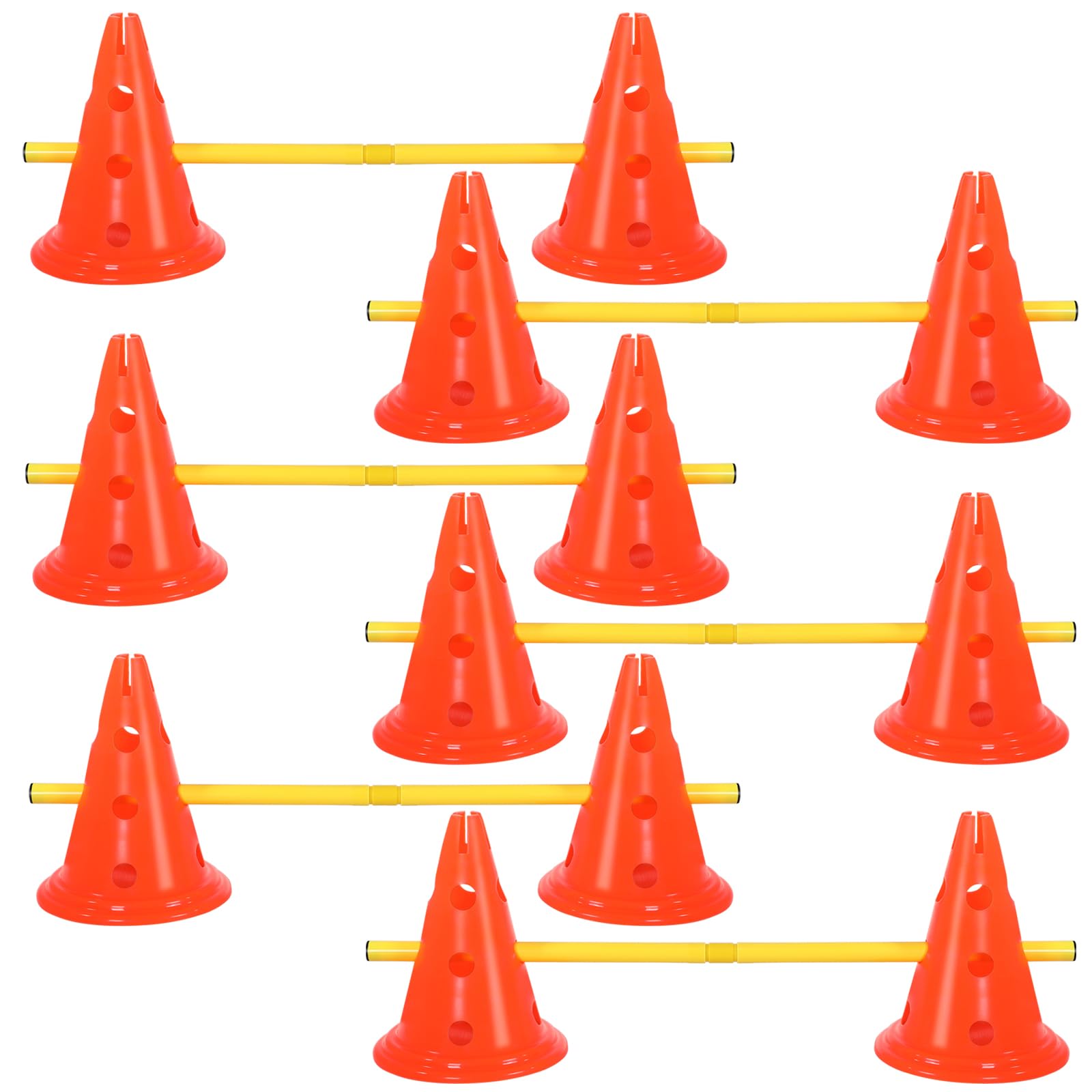 Premium Dog Agility Training Set - 12 Cones & 6 Adjustable Rods for Backyard Obstacle Courses | Durable Outdoor Pet Exercise Equipment (Orange & Yellow) | Perfect for Dog Training, Agility Competitions & Backyard Play