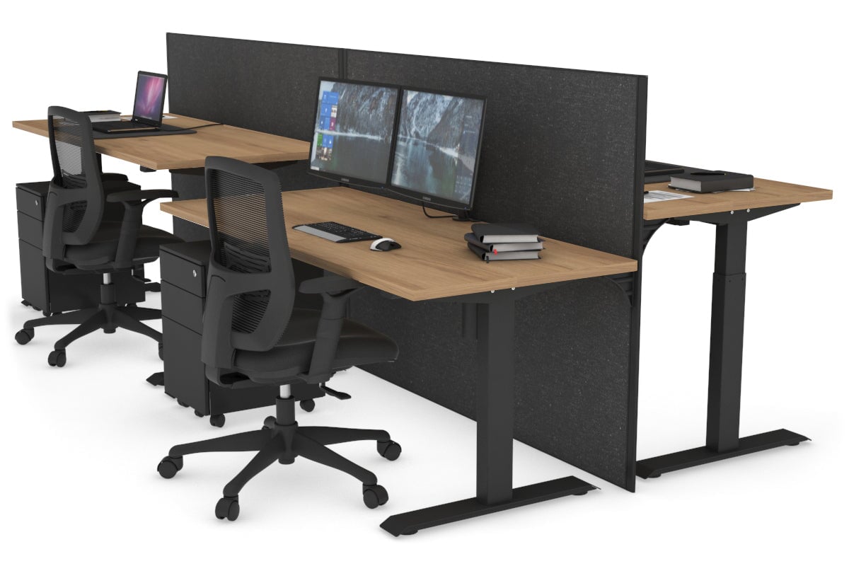 Just Right Height Adjustable 4-Person Workbench [1400L x 700W] - Heavy Duty Industrial Workstation for Factory, Warehouse & Workshop Use