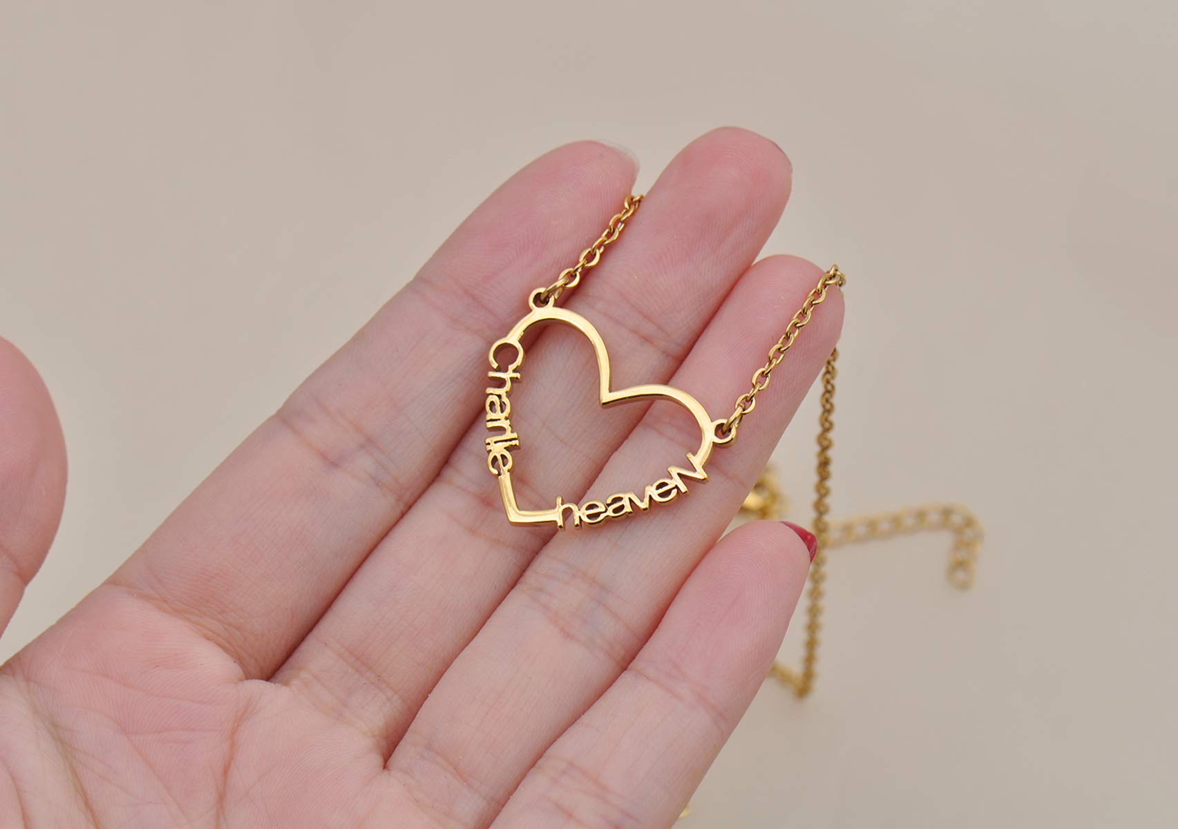 HUAN XUN Custom Name Necklace - Personalized Two Name Jewelry for Family, Kids & Children | Perfect Gift for Mother's Day, Birthday & Anniversary