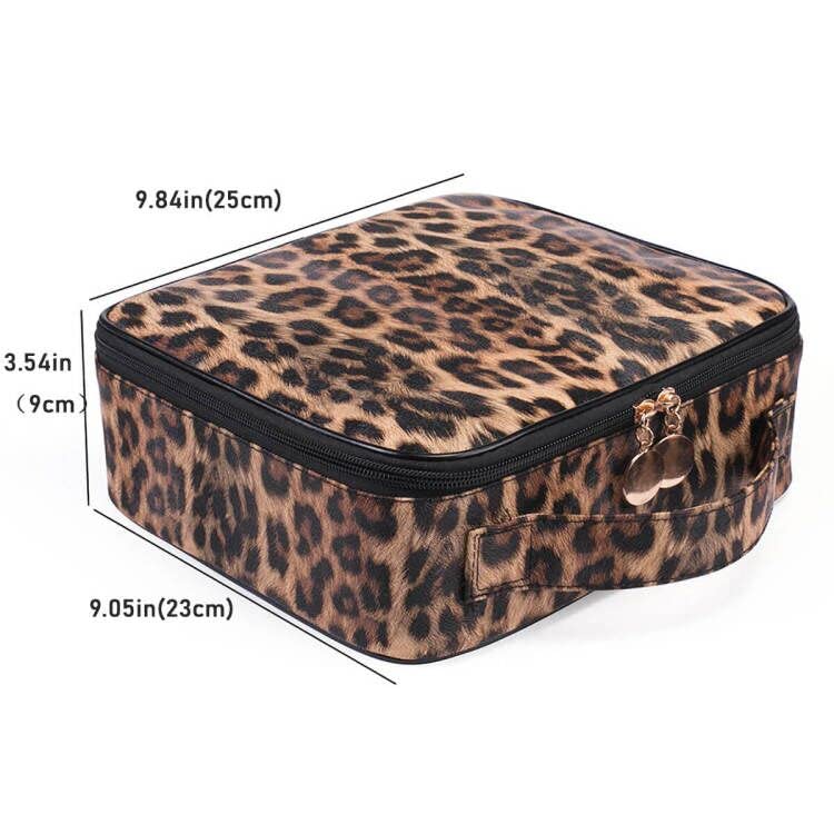 Uongeod Leopard Print PU Leather Travel Makeup Bag - Adjustable Cosmetic Organizer Case for Women & Girls | Perfect for Vacation, Gym, and Daily Beauty Essentials