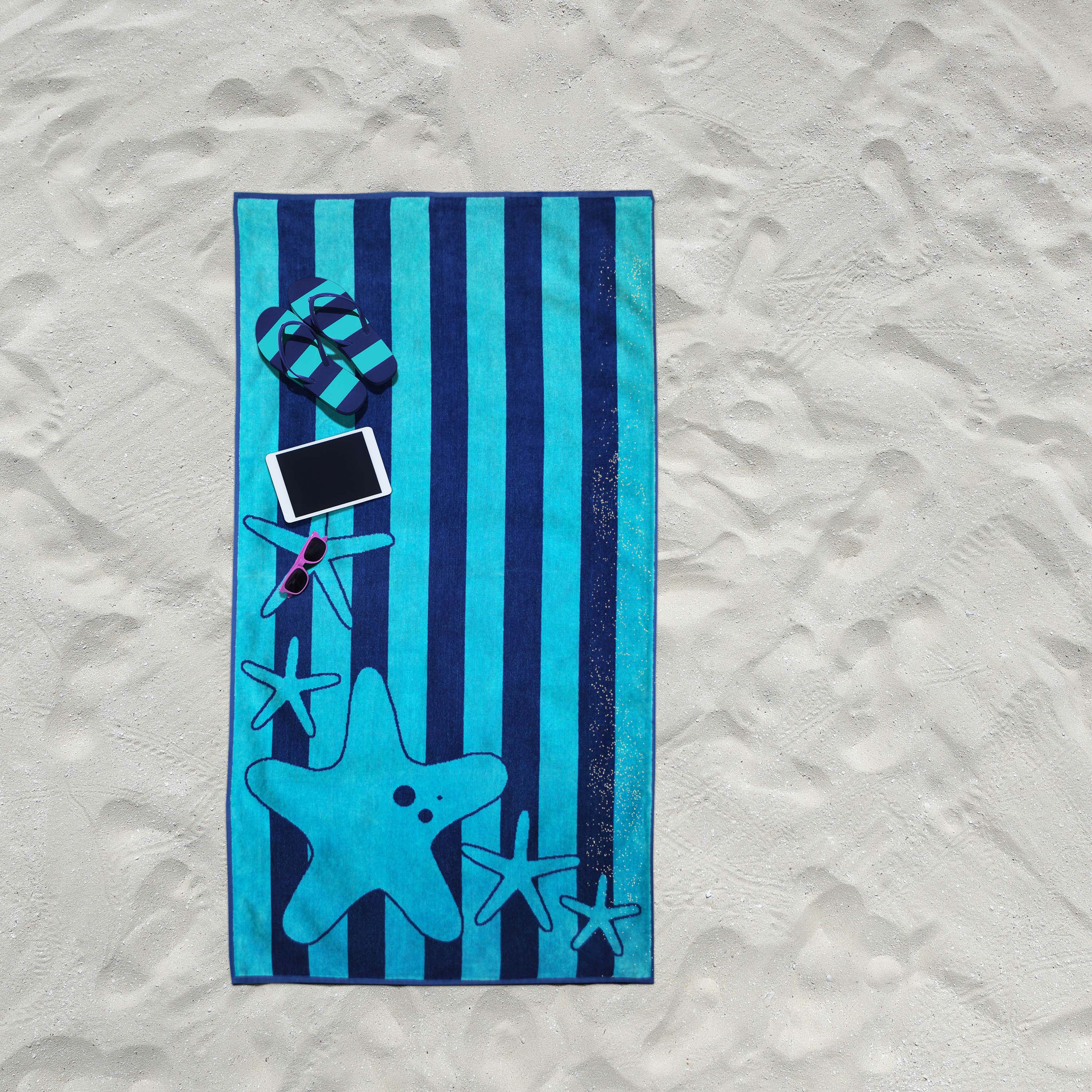 Premium Starfish Oversized 4-Piece Cotton Beach Towel Set - Soft, Absorbent & Quick-Drying for Pool, Beach, Vacation & Outdoor Use