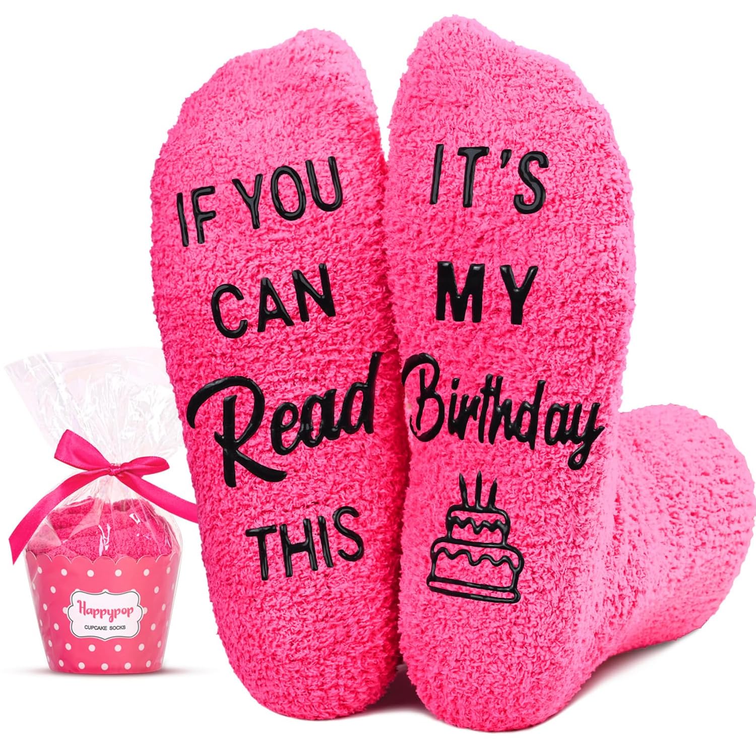 HappyPop Birthday Gifts for Women - Cozy Fuzzy Cupcake Socks for Teen Girls, Mom, Wife, Sister & Aunt | Cute Novelty Socks for Christmas, Valentine's Day & Special Occasions | Perfect Gift for Her Birthday, Mother's Day & Women's Appreciation