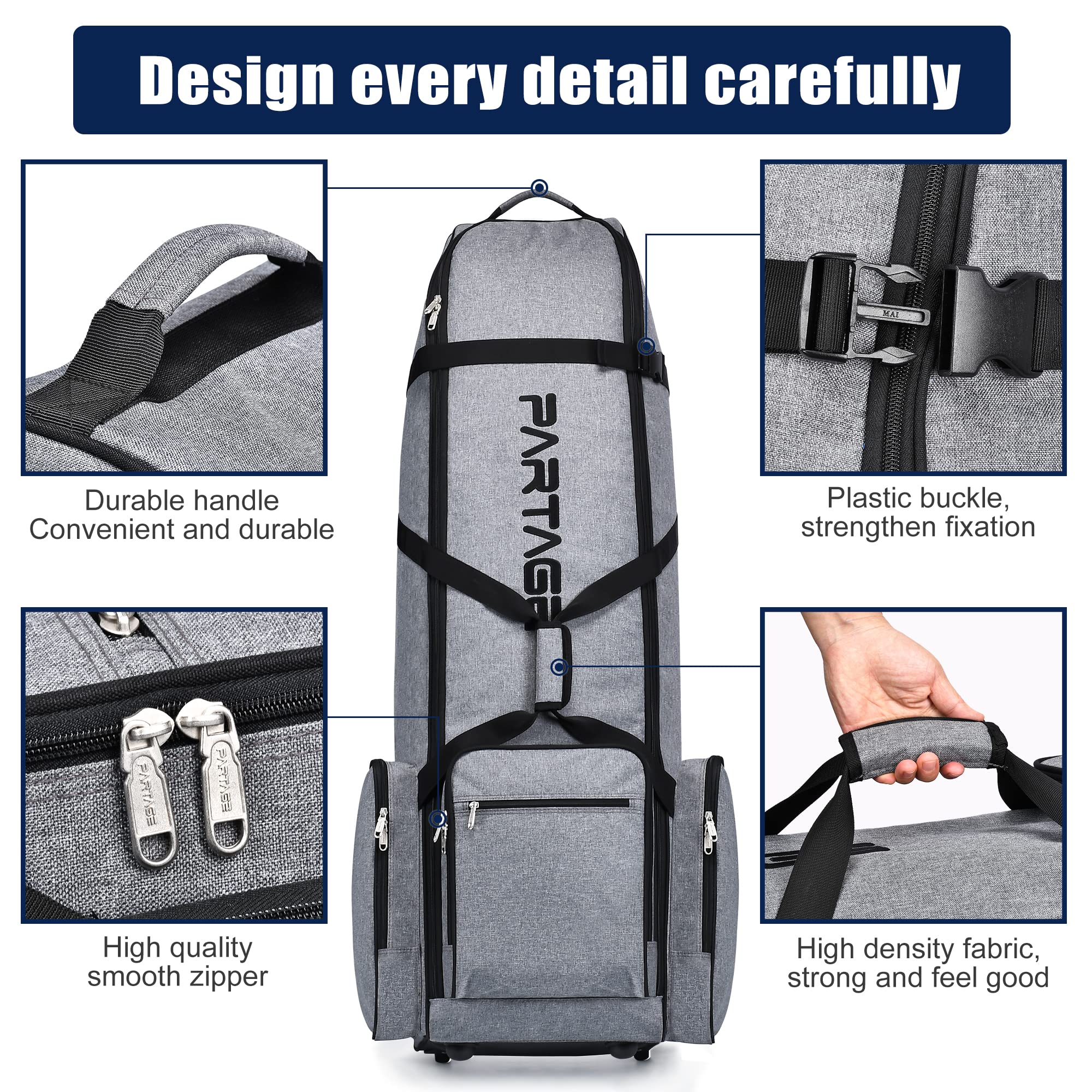 Golf Travel Bag with Wheels for Airlines - Black | Durable Golf Case for Travel