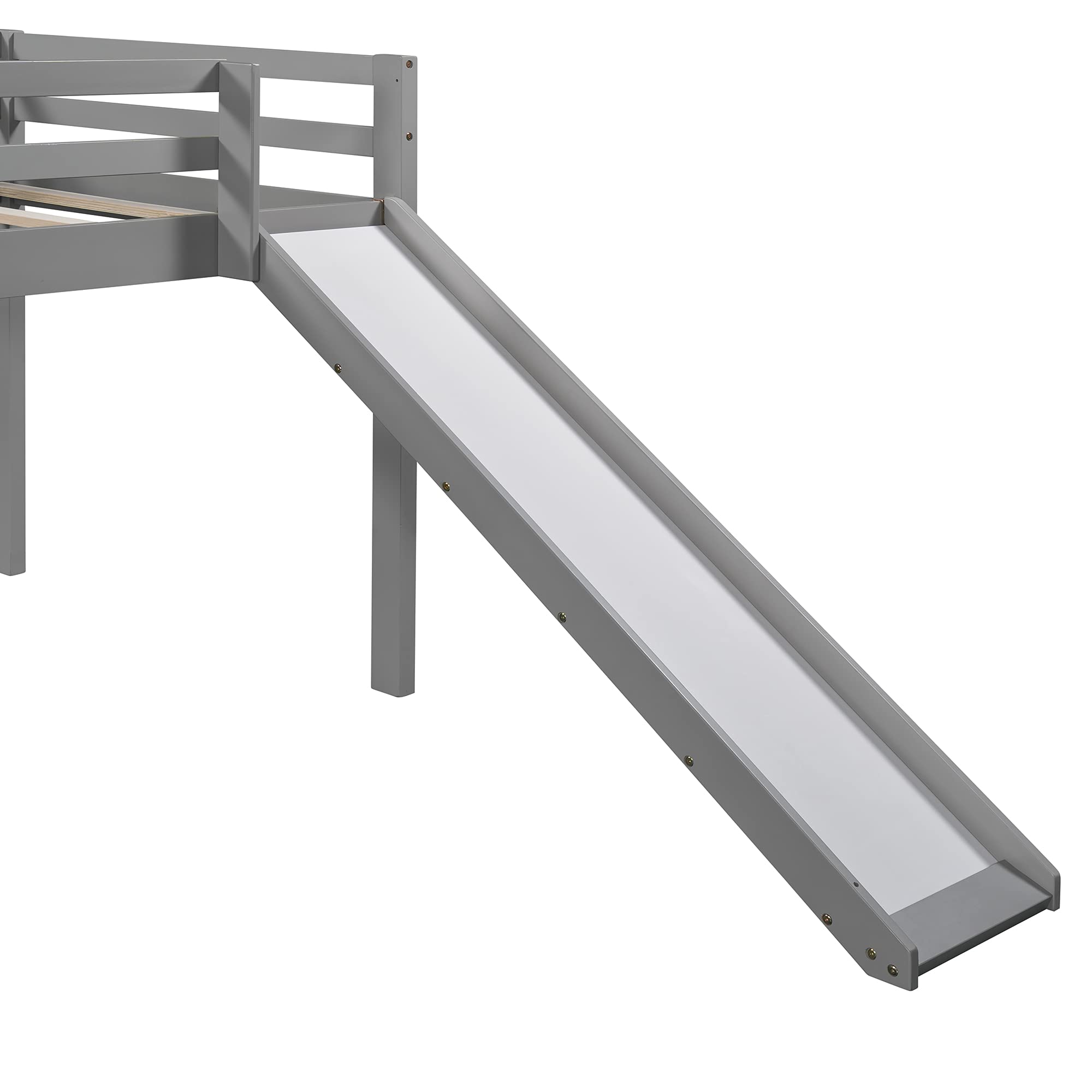 Twin Size Wooden Loft Bed with Slide, Ladder & Chalkboard - Sturdy Kids Bunk Bed for Children, Teens & Small Spaces - No Box Spring Needed - Perfect for Bedrooms, Playrooms & Dorm Rooms