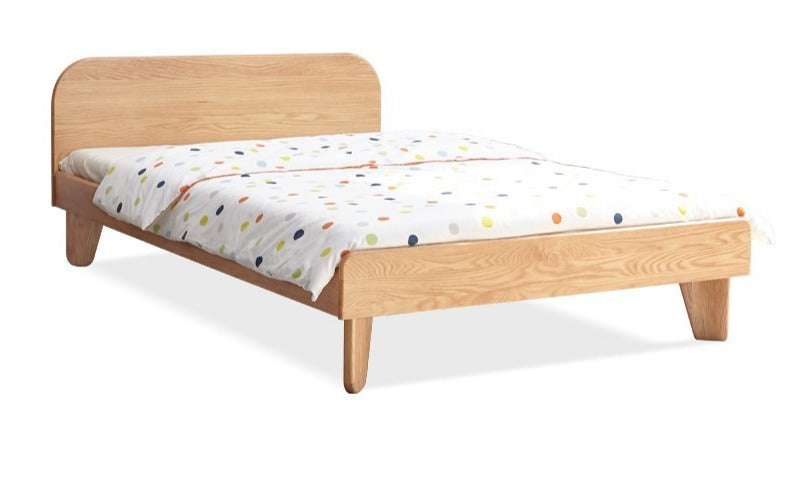 Solid Oak Wood Kids Bed - Sturdy & Safe Toddler Bed Frame for Boys & Girls - Perfect for Nursery, Bedroom, or Playroom