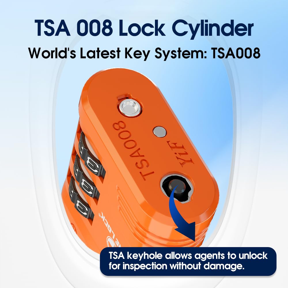 TSA Approved Luggage Locks - SURE LOCK High Security Travel Locks with Open Alert & Easy Read Dials, Zinc Alloy Body, TSA008 Key - 2 Pack Orange for Suitcases, Gym Lockers & Backpacks | Perfect for Air Travel, Hotels & Secure Storage