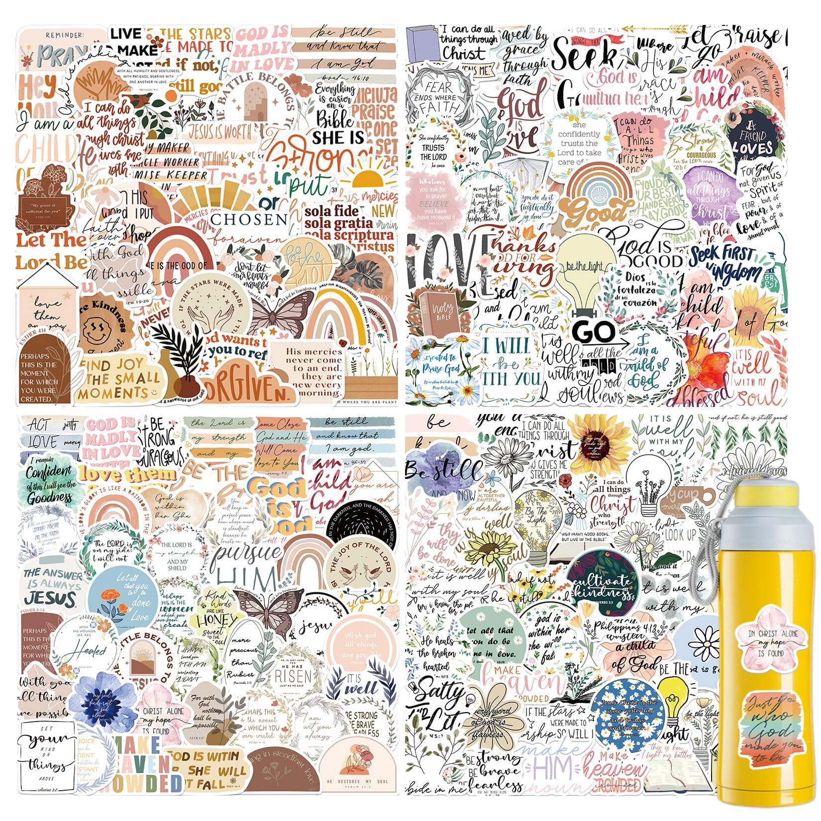 Bible Verse Stickers 200Pcs - Christian Faith Stickers for Journaling, Water Bottles & Phones