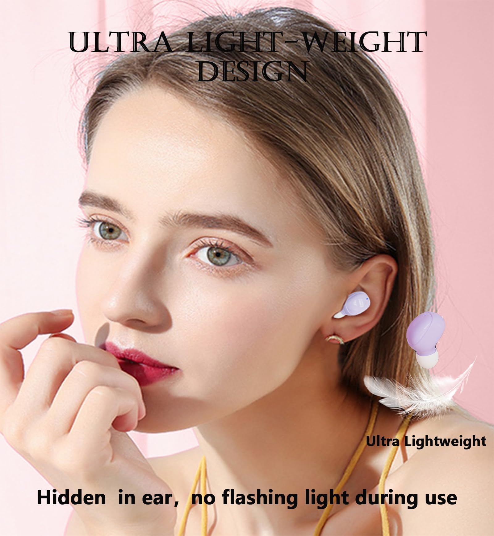 Wireless Mini Bluetooth Earbuds for Small Ears - Invisible Hidden Headphones with Secure Fit for Work, Commuting & Gym | Discreet Tiny Earphones for Small Ear Canals