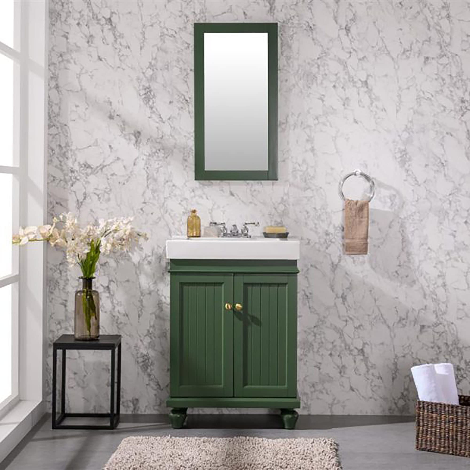 Legion Furniture 24-inch Bathroom Vanity with Vogue Green Sink - Modern Space-Saving Design for Small Bathrooms, Powder Rooms & Apartments