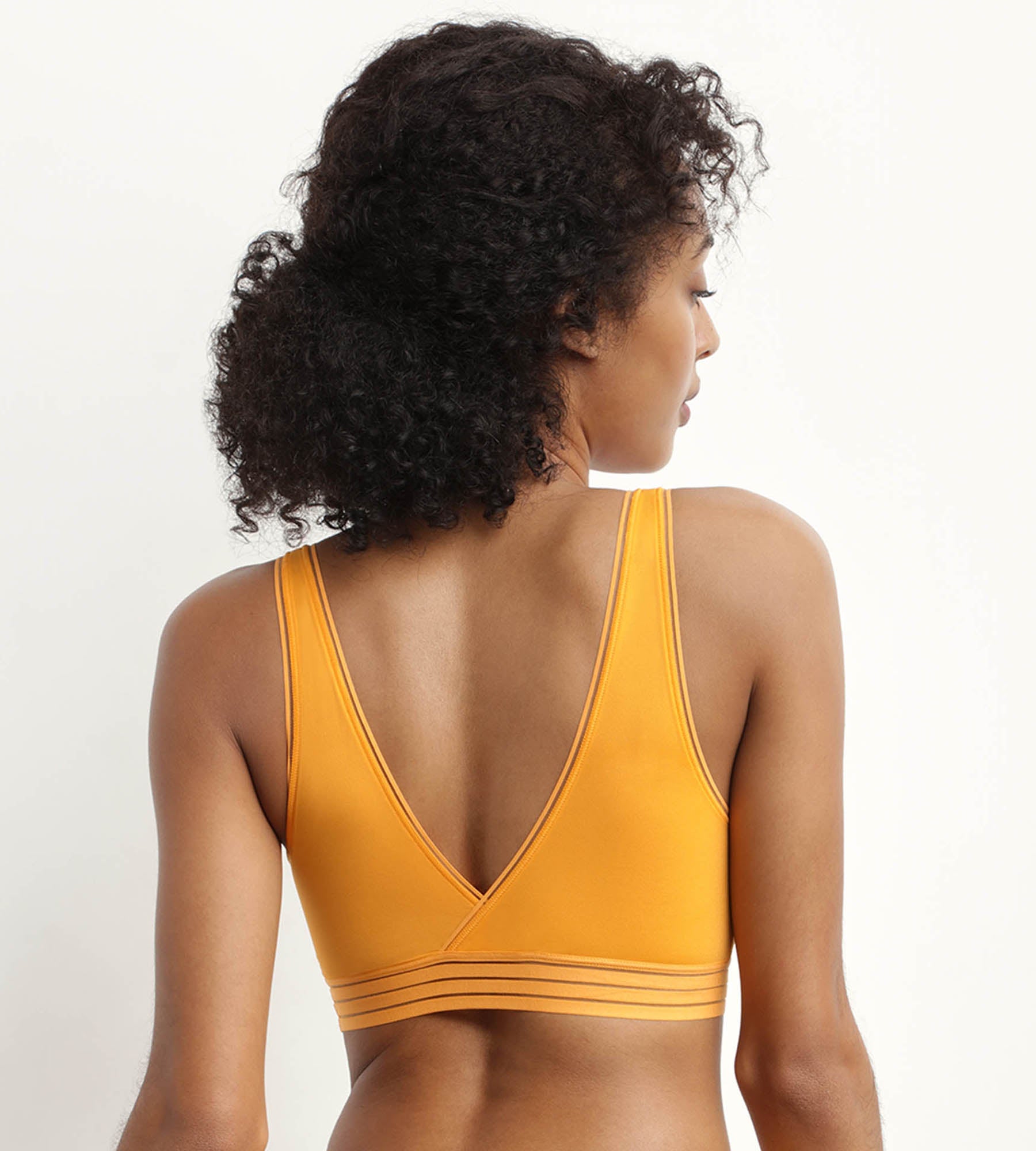 Oh My Dim's Wireless Triangle Bralette - Soft Microfiber Comfort Bra for Women in Yellow | Perfect for Yoga, Lounge & Everyday Wear