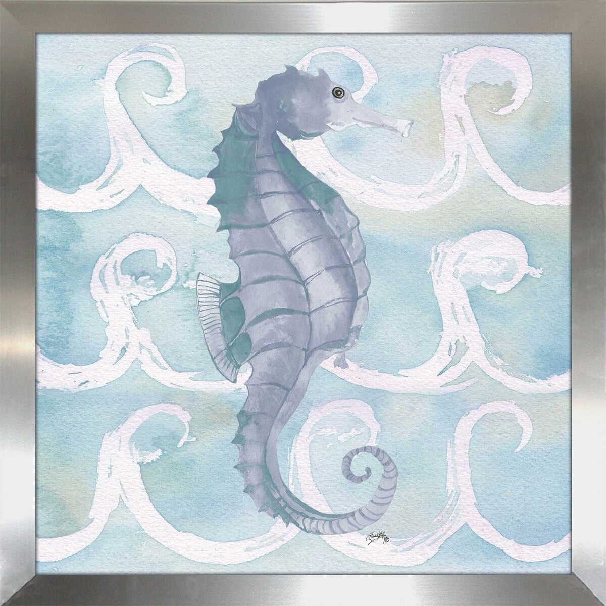 Azure Sea Creatures III Square Acrylic Wall Art Print - Perfect for Beach House Decor, Ocean Theme Bedroom & Coastal Living Room Wall Decor