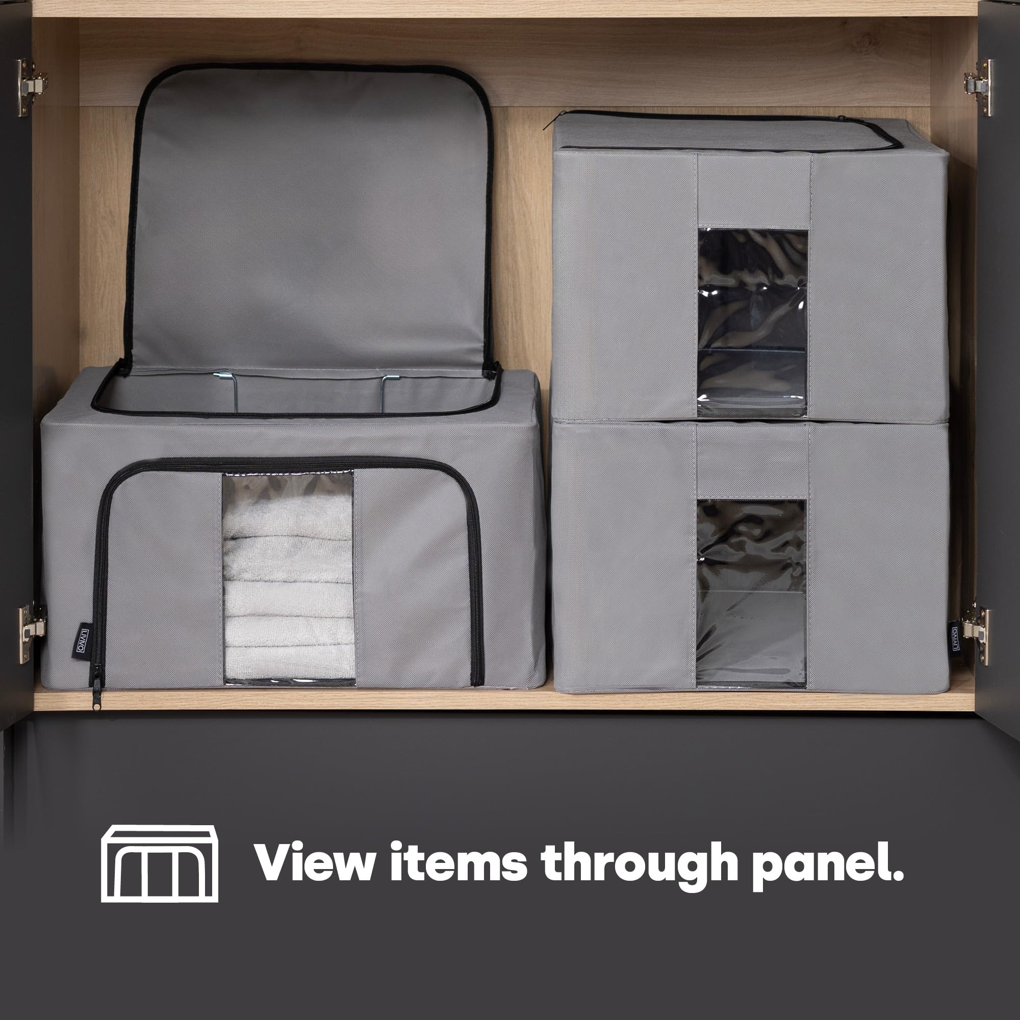 LIVIVO 3-Pack Clear Storage Bags with Double Zipper & See-Through Windows - Space Saving Organizer for Duvets, Blankets, Bedding, Clothes, Towels & Toys - Perfect for Under Bed, Closet & Wardrobe Storage | Home Organization Solution