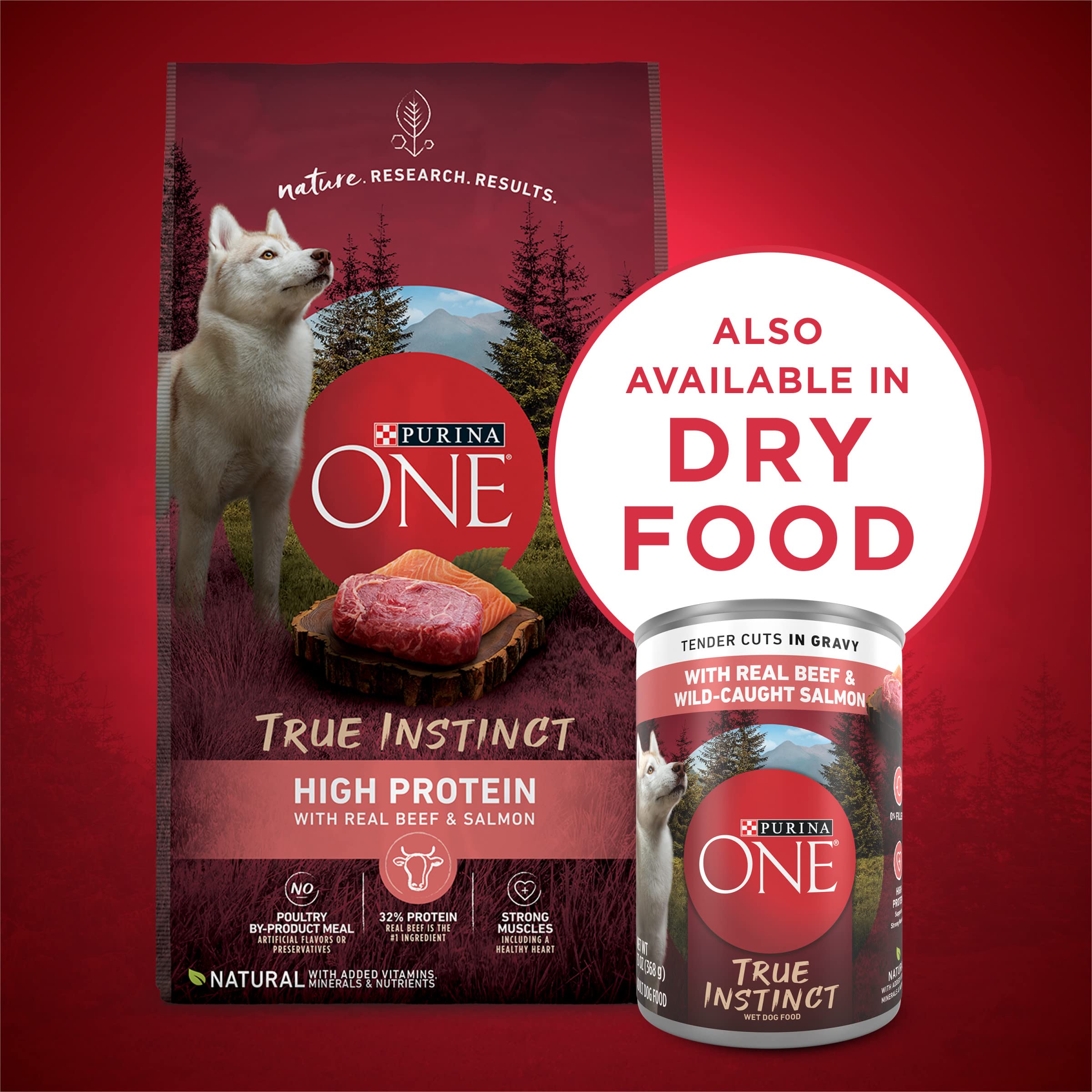 Purina ONE High Protein Wet Dog Food - True Instinct Tender Cuts in Gravy with Real Beef & Wild Salmon (12 Pack, 13 oz Cans) | Premium Nutrition for Active Dogs & Puppies | Perfect for Training Rewards, Mealtime & Outdoor Adventures