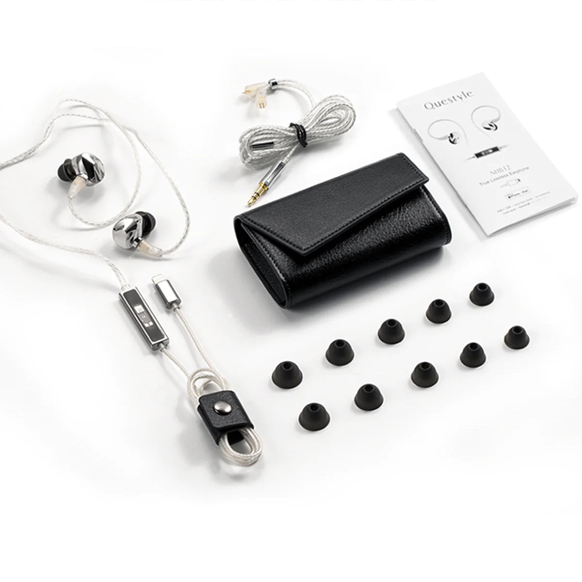 Questyle NHB12 Hi-Res Lossless Earphones for iPhone - Lightning & 3.5mm Dual Connection - Perfect for Music Lovers, Commuting & Gaming