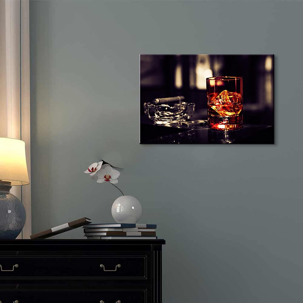 Whiskey Wall Art Decor - 12''Hx18''W Framed Kitchen & Bar Decor - Perfect for Dining Room, Home Bar & Restaurant Wall Decorations