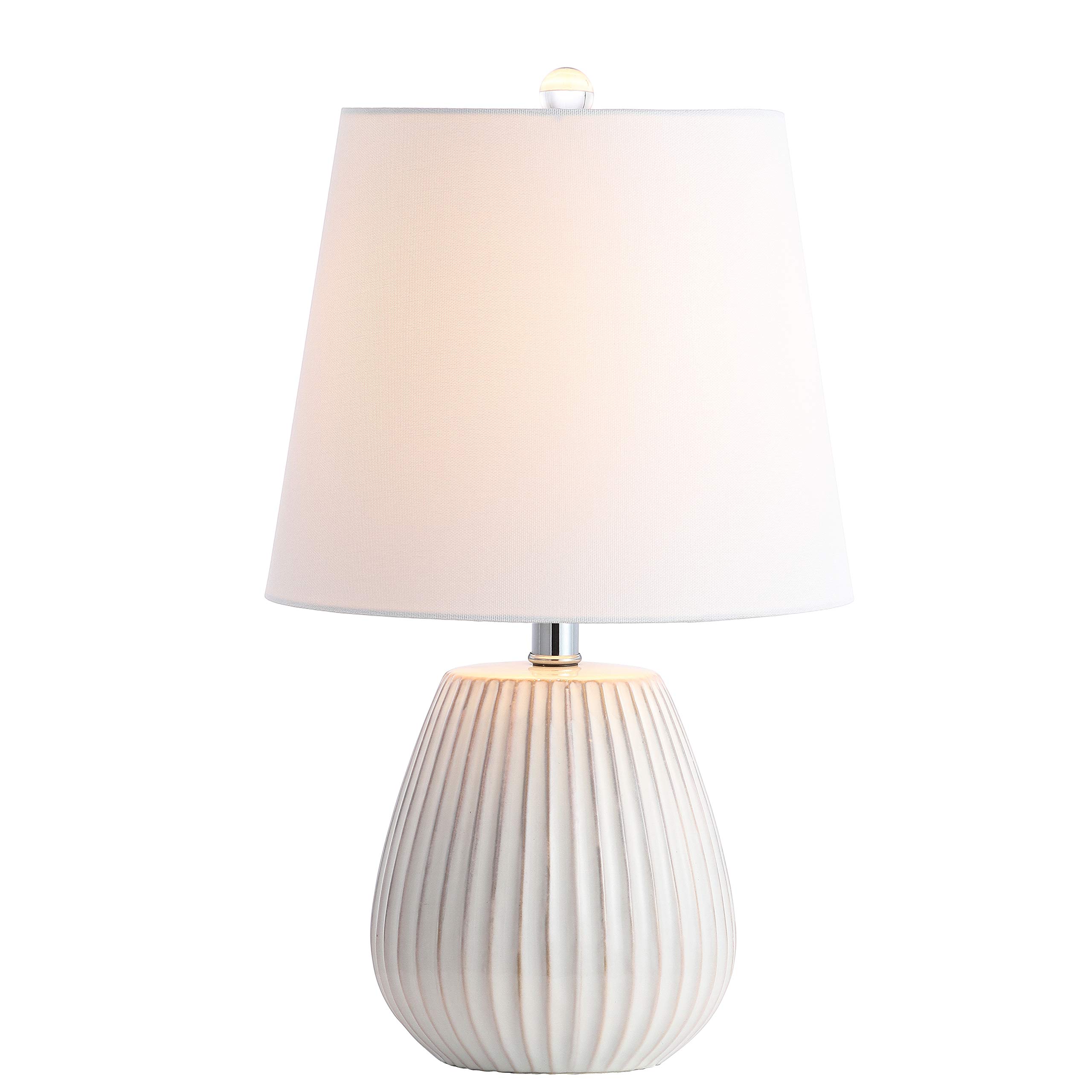 SAFAVIEH Kole White 21-Inch Table Lamp Set of 2 with LED Bulbs - Modern Bedside Lighting for Bedroom, Living Room & Home Office - Perfect for Reading, Working & Creating Cozy Ambiance