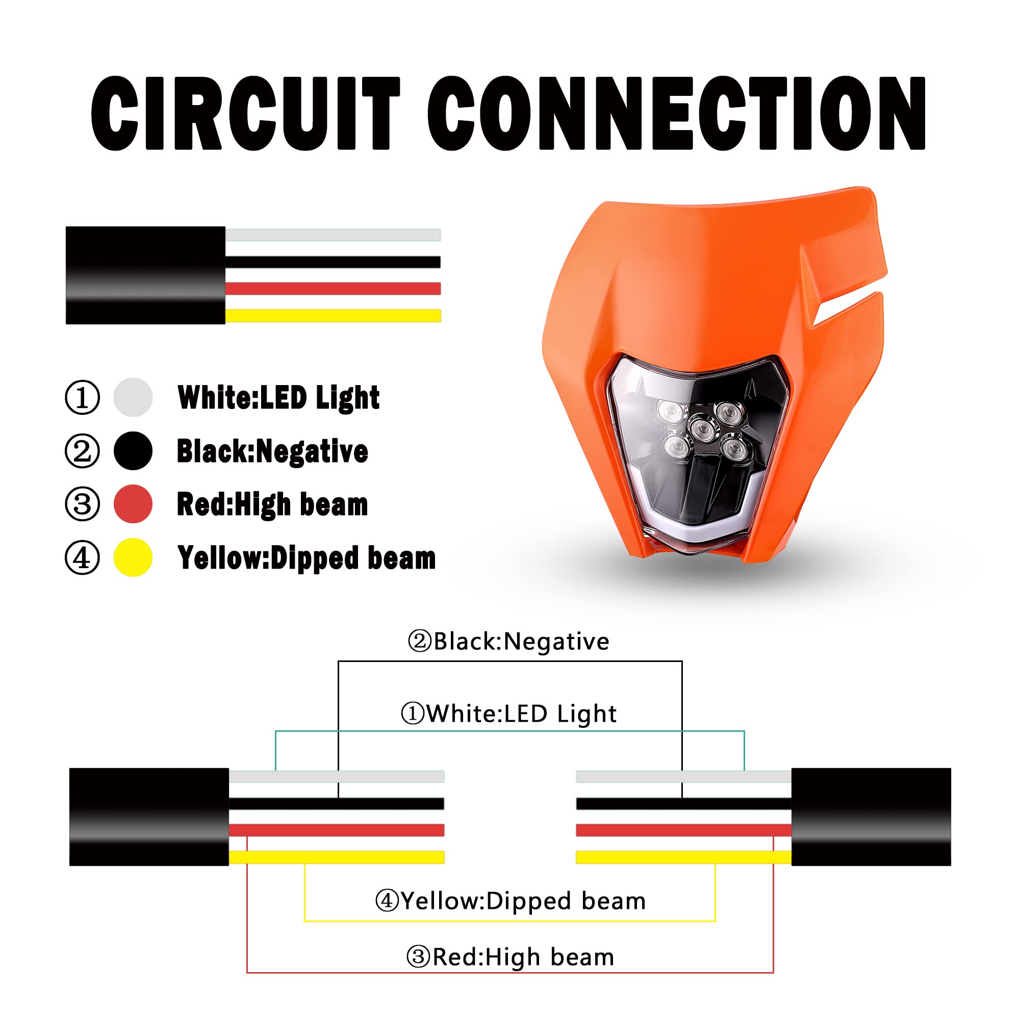 Universal Dirt Bike LED Headlight Kit - High Power Motorcycle Headlamp for Pit Bikes, Enduro, ATV & Off-Road Vehicles | Waterproof & Durable Front Light for Night Riding & Trail Adventures