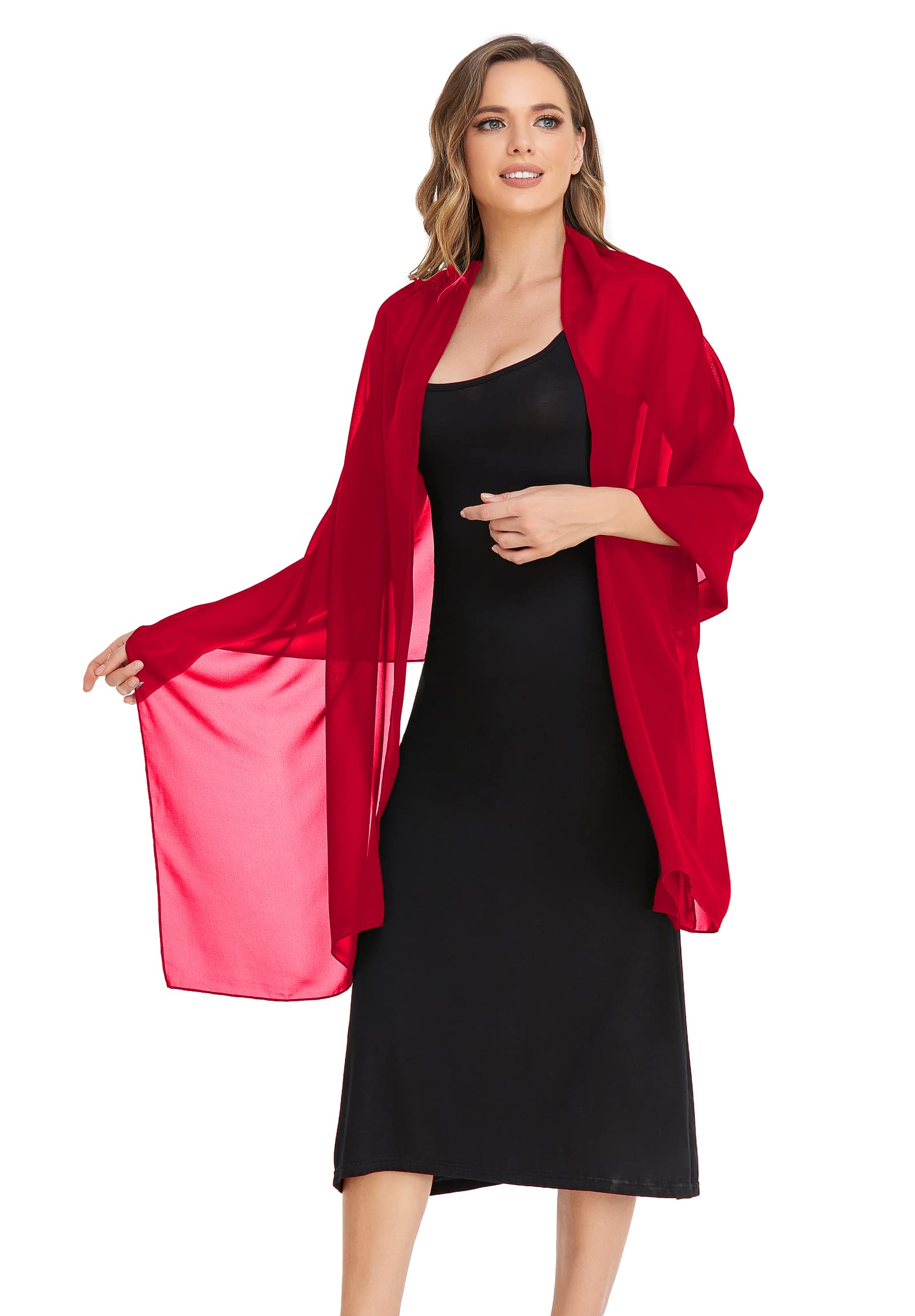 Elegant Sheer Chiffon Shawl Wrap for Women - Soft Silky Wedding Bridal Scarf - Perfect for Evening Dresses, Formal Events & Special Occasions