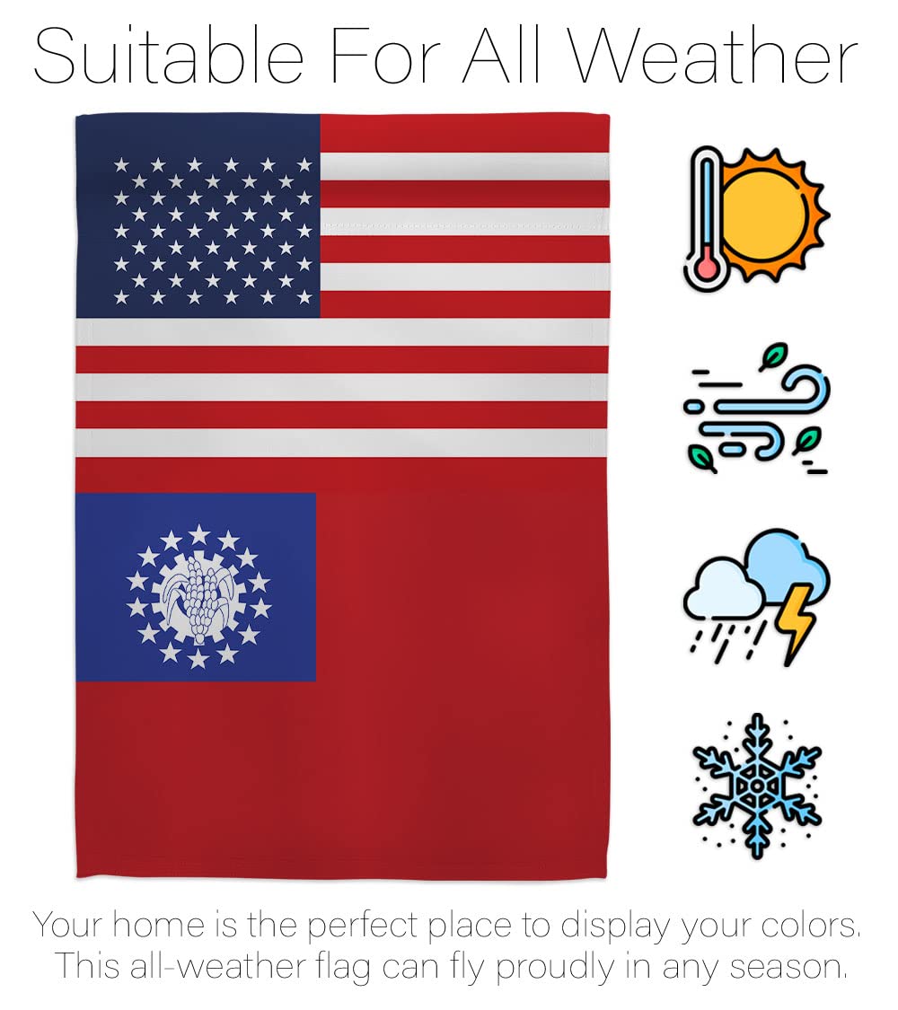 Americana Home & Garden Myanmar-US Friendship House Flag - Double-Sided Decorative Banner for Yard, Garden & Patio - International Country Regional Pride Gift - Made in USA - Perfect for Outdoor Decor, National Celebrations & Diplomatic Events