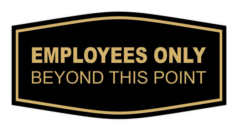 Premium 'Employees Only Beyond This Point' Wall Sign - Black & Gold Business Signage - Easy to Install 1-Pack for Offices, Restaurants & Restricted Areas