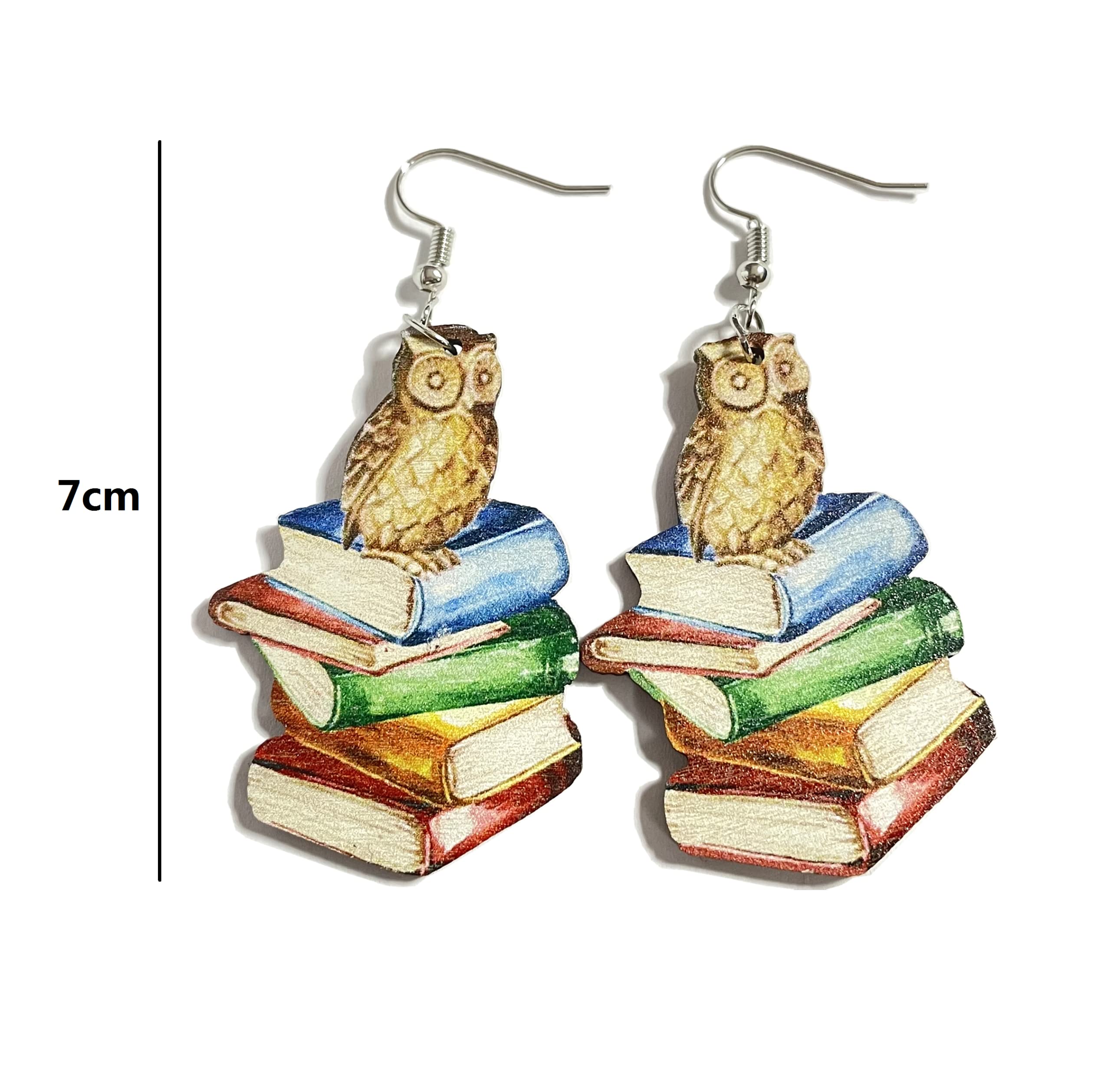 Unique Colorful Wooden Books & Pencil Drop Dangle Earrings - Handmade Clay Resin Librarian-Themed Jewelry for Women, Teachers & Students - Perfect Gift for Birthday, Christmas & Holidays - Ideal for Book Lovers, Classroom & Library Fashion