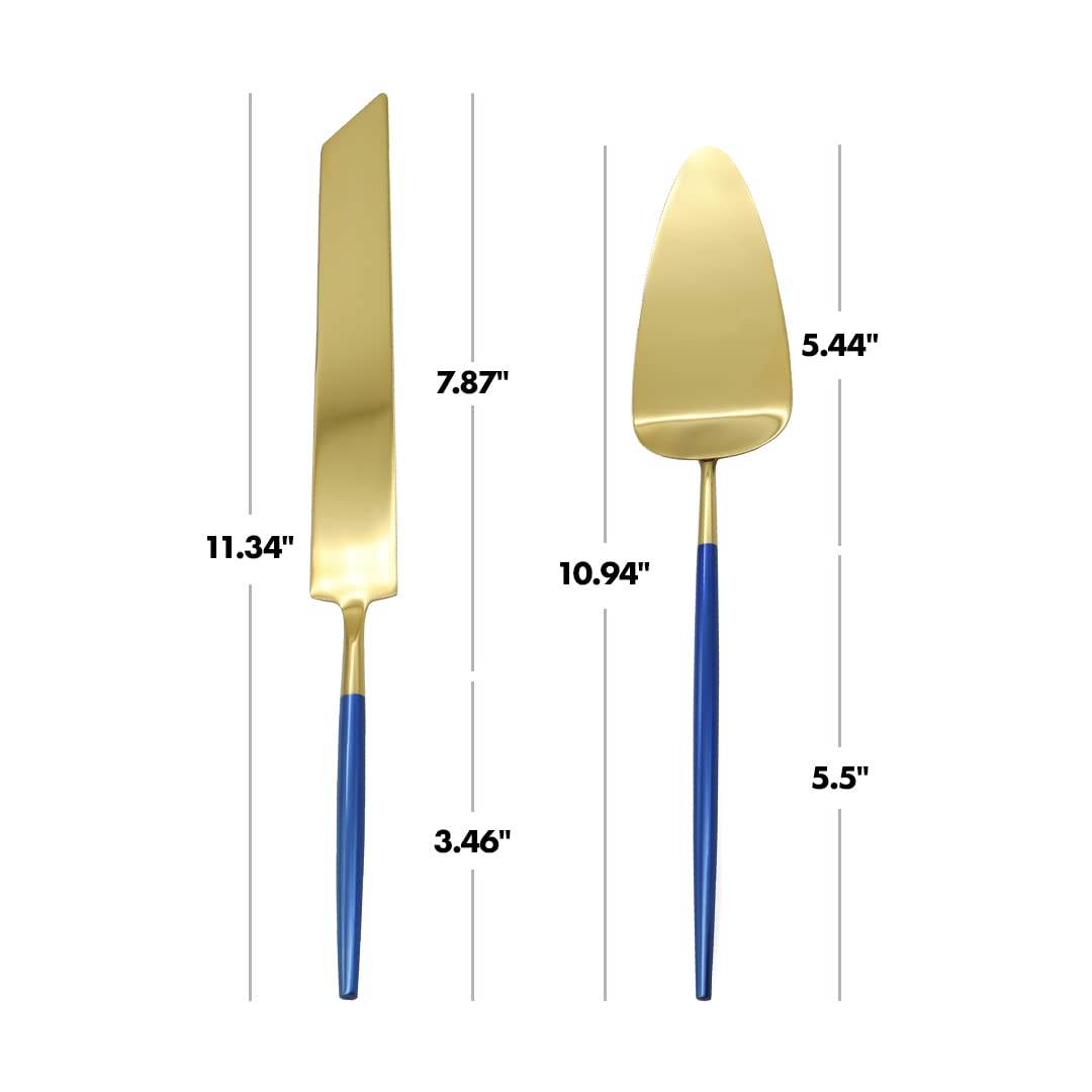 Navy Blue Wedding Cake Knife and Server Set - Modern Cake Cutter for Weddings, Quinceañeras & Special Events - Elegant Cake Cutting Set for Wedding Cake Table Decorations - Perfect for Anniversary, Birthday & Bridal Shower Celebrations