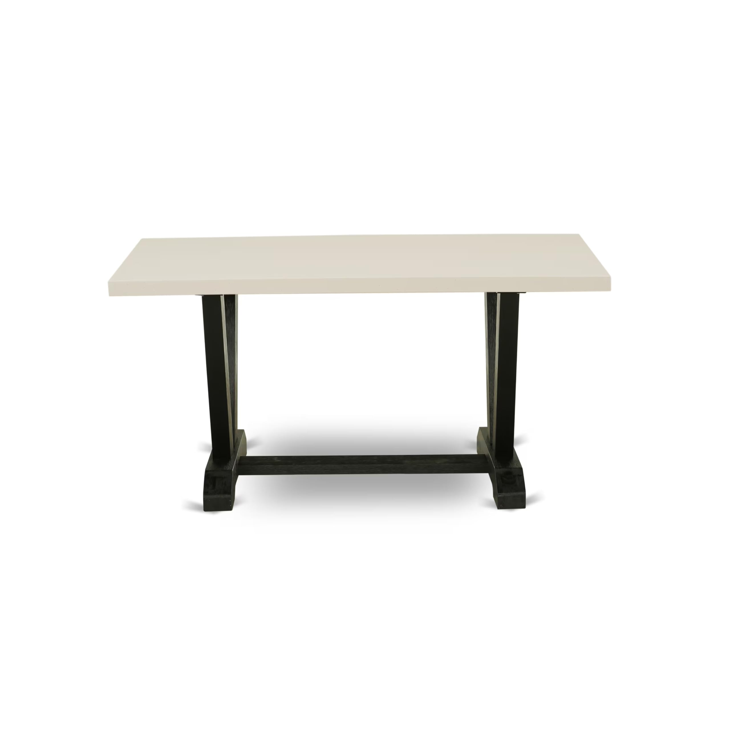 East West Furniture 5-Piece Dining Table Set for 4 - 36x60 Inch Rectangle Kitchen Table with V-Legs & 4 Light Sable Linen Fabric Chairs, Multi-Color - Perfect for Small Spaces, Breakfast Nooks & Cozy Family Meals