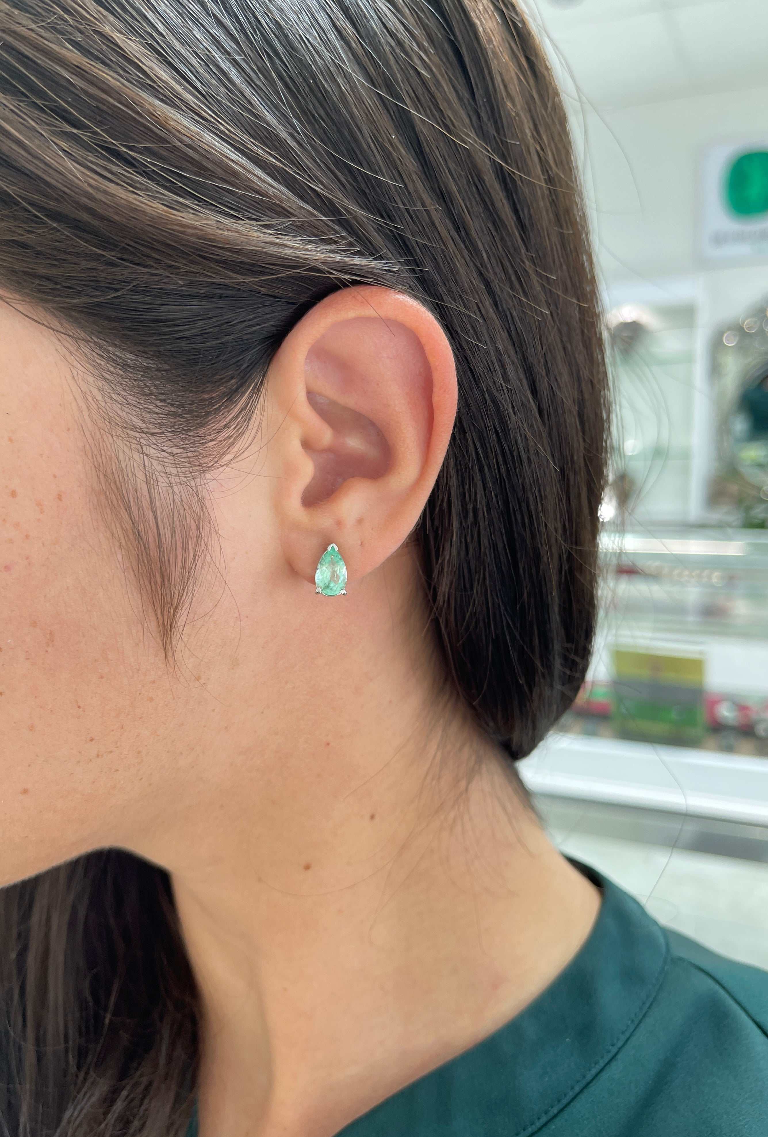 2.50tcw Light Green Emerald Tear Drop Solitaire Stud Earrings in 14K Gold - Elegant Jewelry for Women, Perfect for Weddings, Parties & Special Occasions