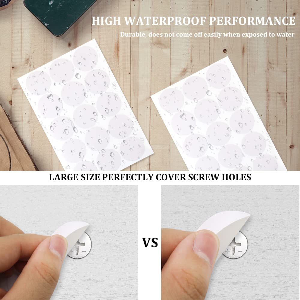 40mm Large Adhesive Screw Hole Cover Stickers - 150Pcs White PVC Self-Adhesive Furniture Screw Caps for Wood Cabinets, Walls & Home Repair - Perfect for Concealing Unsightly Screws in Kitchen, Bathroom & Office Spaces