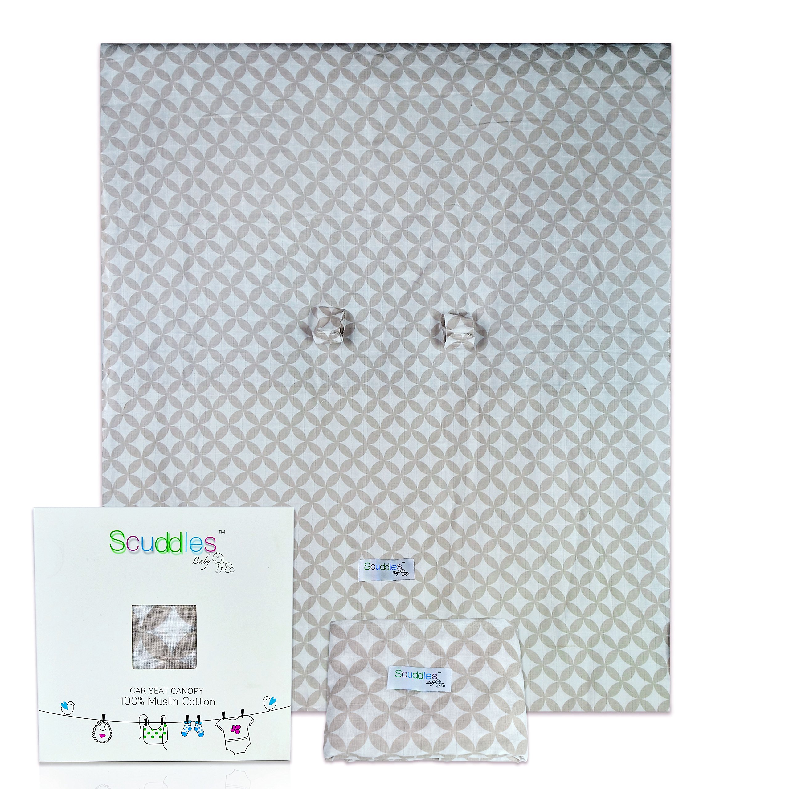 Scuddles Baby Car Seat Covers & Canopy - Universal Fit for All Car Seats, Sun Protection for Infants & Toddlers, Easy Installation & Machine Washable (SC-CC-01) | Perfect for Road Trips, Daily Commutes & Outdoor Adventures