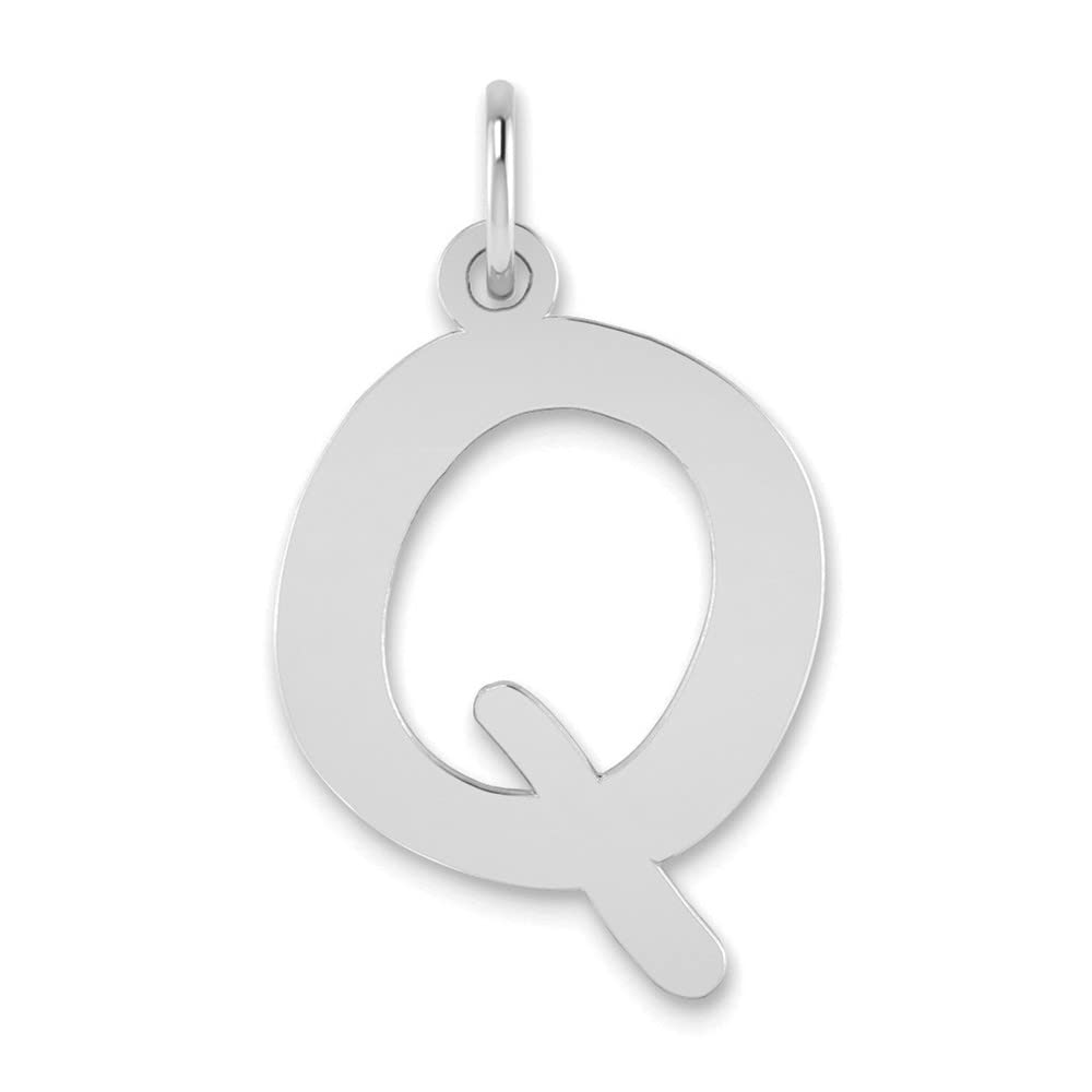 14K White Gold Polished Bubble Letter Q Initial Pendant Necklace - Elegant Personalized Jewelry Gift for Women, Perfect for Birthdays, Anniversaries & Special Occasions
