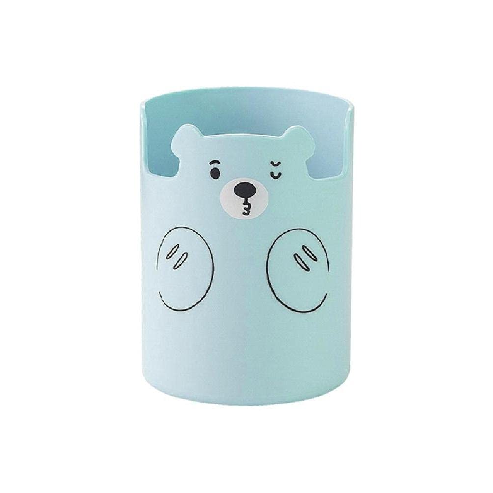 Cute Bear-Shaped Desk Pen Holder - Large Capacity Student Stationery Organizer for Home, Office & School Supplies - Perfect for Desk Organization in Pink & Blue - Ideal for Kids' Study, Work & Gift Giving