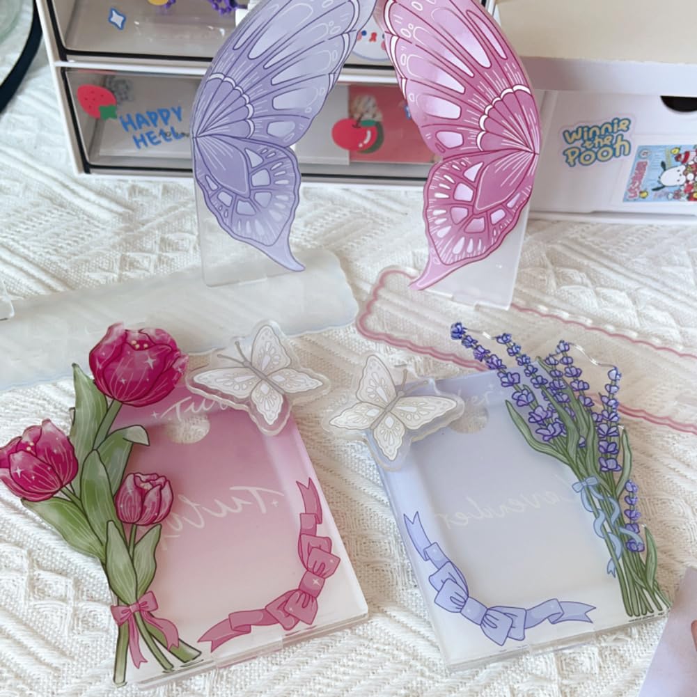 WAYUTO Detachable Acrylic Kpop Photocard Holder - Decorative Display Stand & Organizer for BTS, Blackpink, Twice Albums - Perfect for Bedroom Decor, Fan Collections, and Kpop Merchandise Display (Purple)