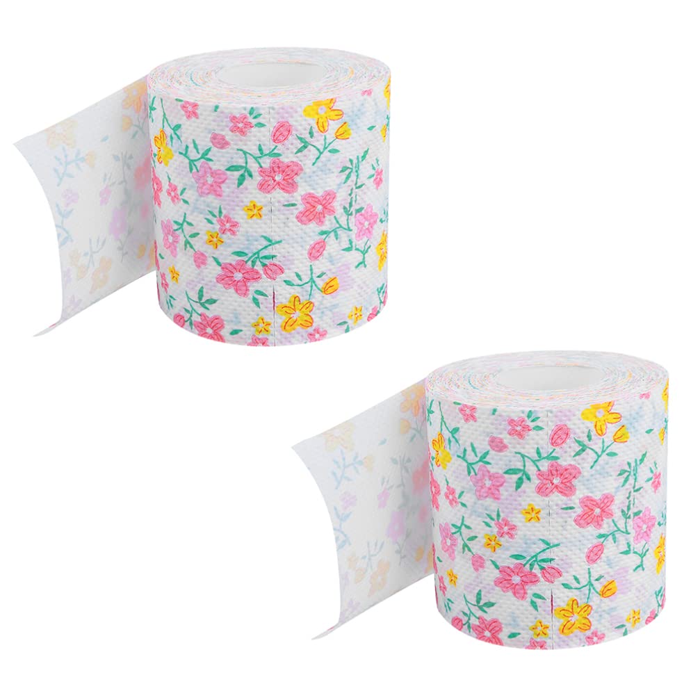 Mini Travel Toilet Paper - 2 Rolls Floral Printed Toilet Tissue | Decorative & Soft Bathroom Essential for Home, Office & Camping | 10.5CM Colored Toilet Paper for RV, Emergency Kits & Portable Use