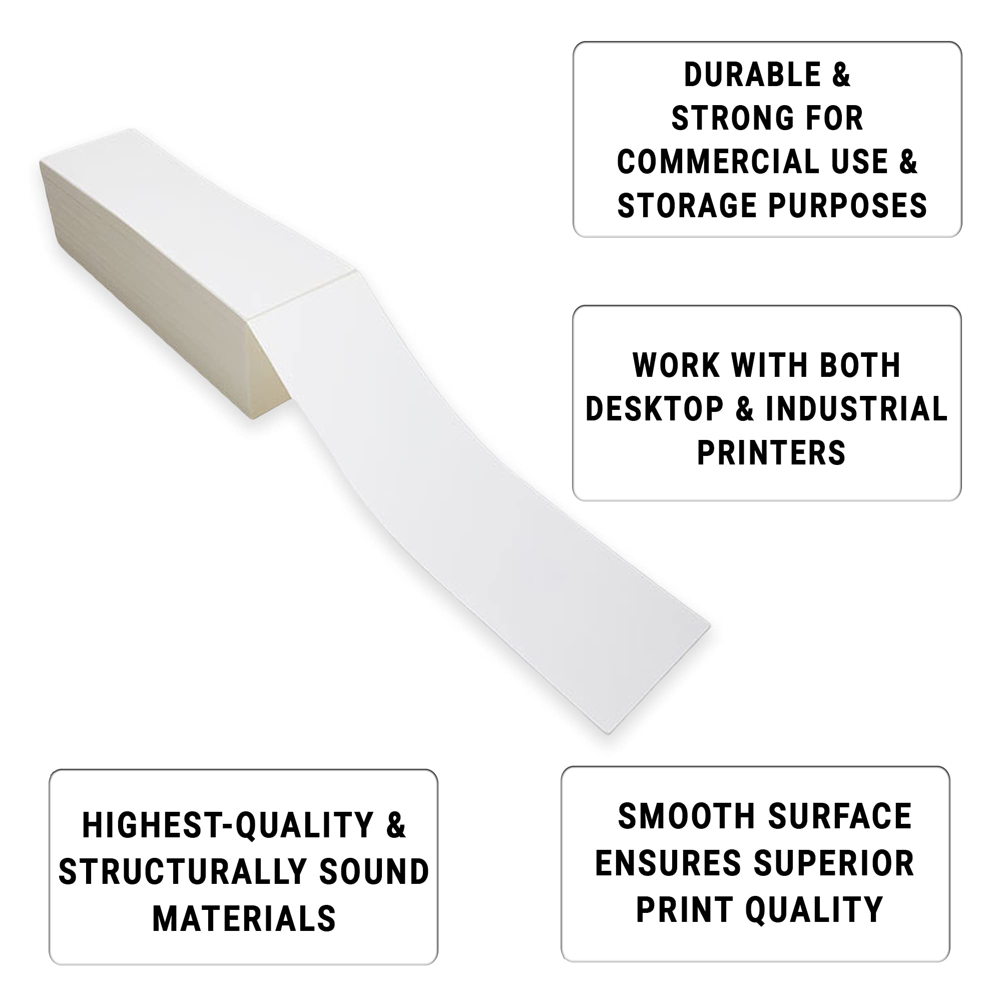 AMZ White Direct Thermal Label Paper, 4 x 13 Inches - 2000 Pack Thermal Shipping Labels for Printing - Self-Adhesive Thermal Printer Labels - Temperature-Resistant Barcode Labels for Shipping, Packaging & Logistics (Ideal for E-commerce, Warehousing & Inventory Management)