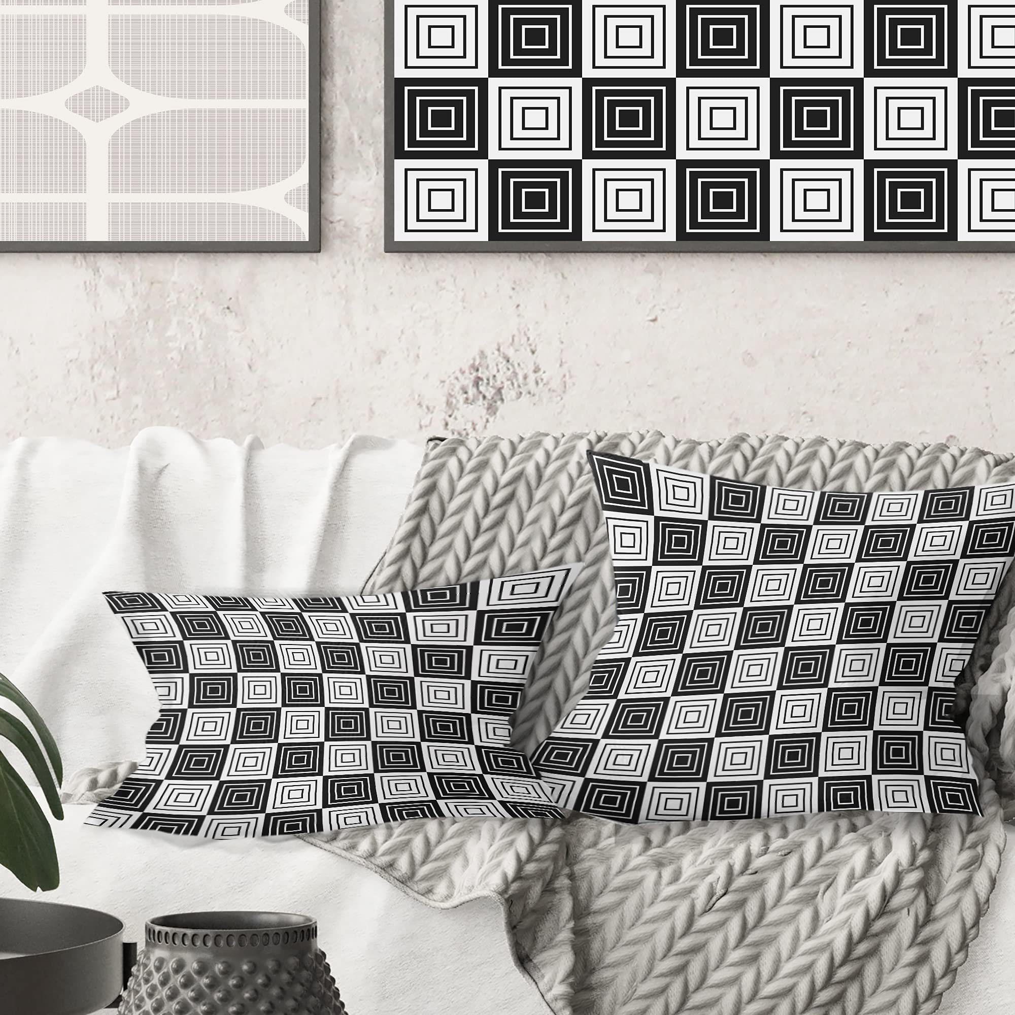 DesignQ CU24092 Decorative Throw Pillow Cushion Cover - 18x18 Inches Square Soft Grey Pillow for Sofa, Bed, Couch - Perfect for Living Room, Bedroom & Home Decor
