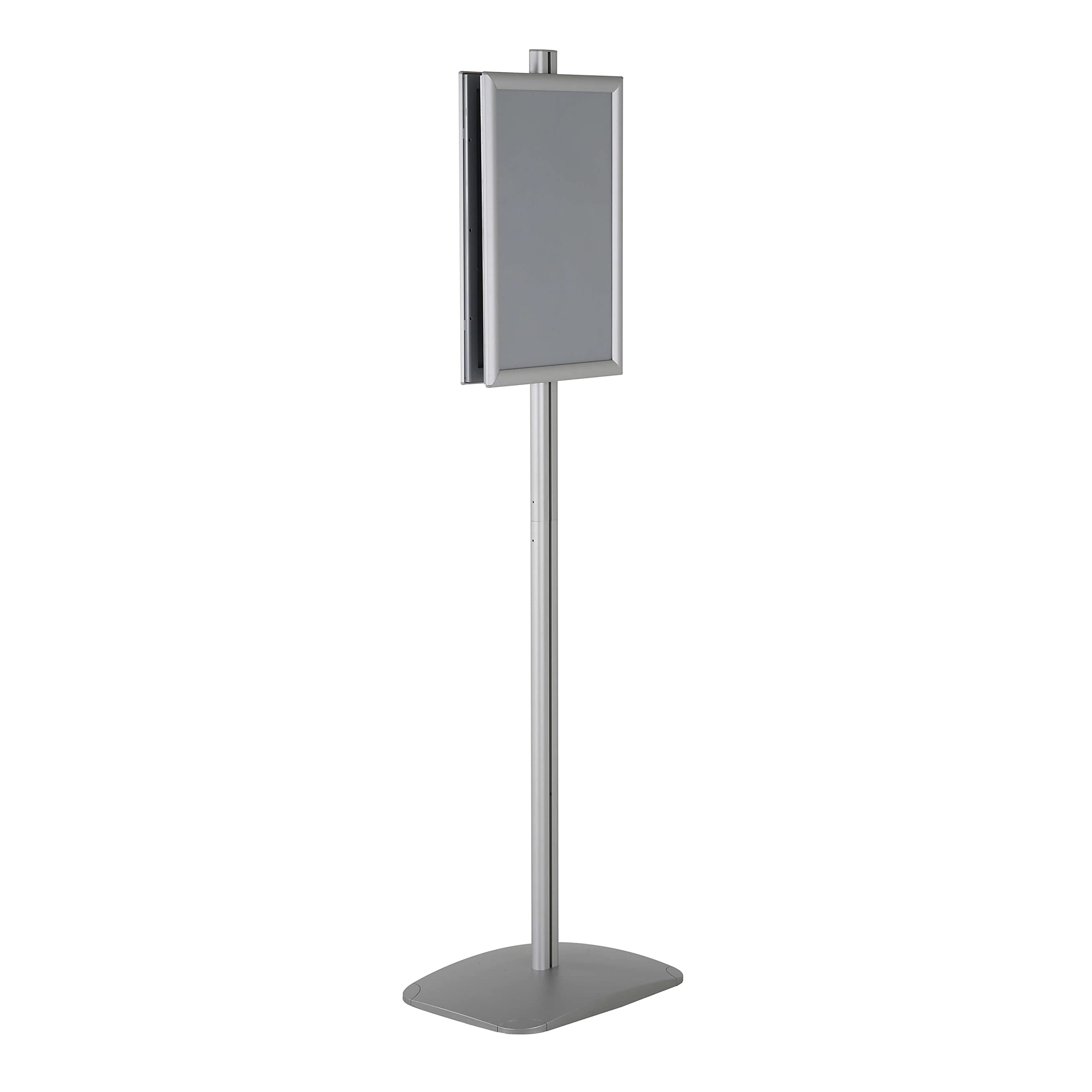 Double-Sided Aluminum Display Stand - 2x(11x17) Inch Silver Snap Frame for Brochures, Documents & Signs | Front Loading Portrait/Landscape | Ideal for Retail, Trade Shows & Office Use