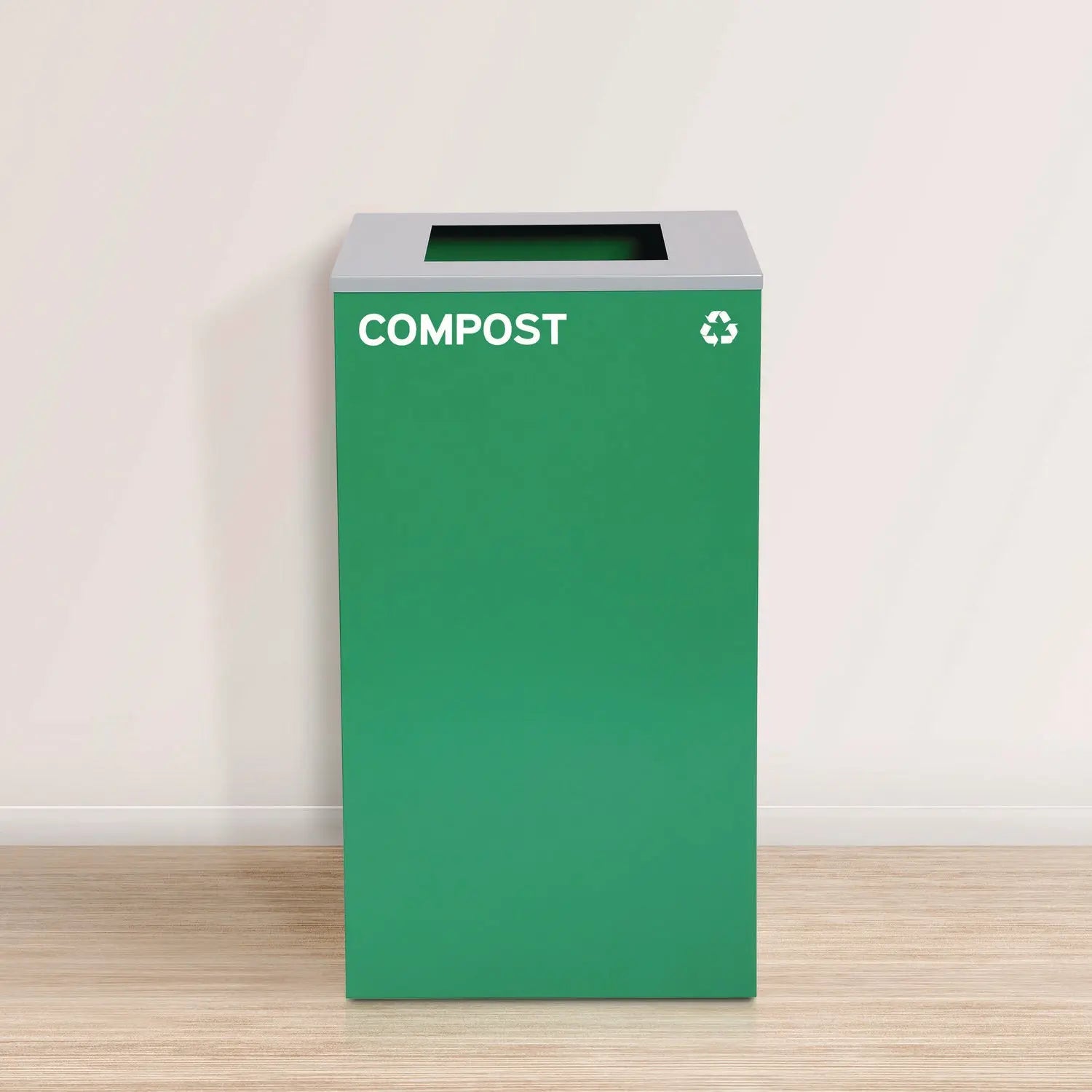 Alpine Industries 29 Gallon Steel Trash & Recycling Cans Set - Blue Mixed Recycling Can with Circle Lid, Green Compost & Black Trash Cans with Square Lids - Perfect for Kitchen, Office & Outdoor Waste Management