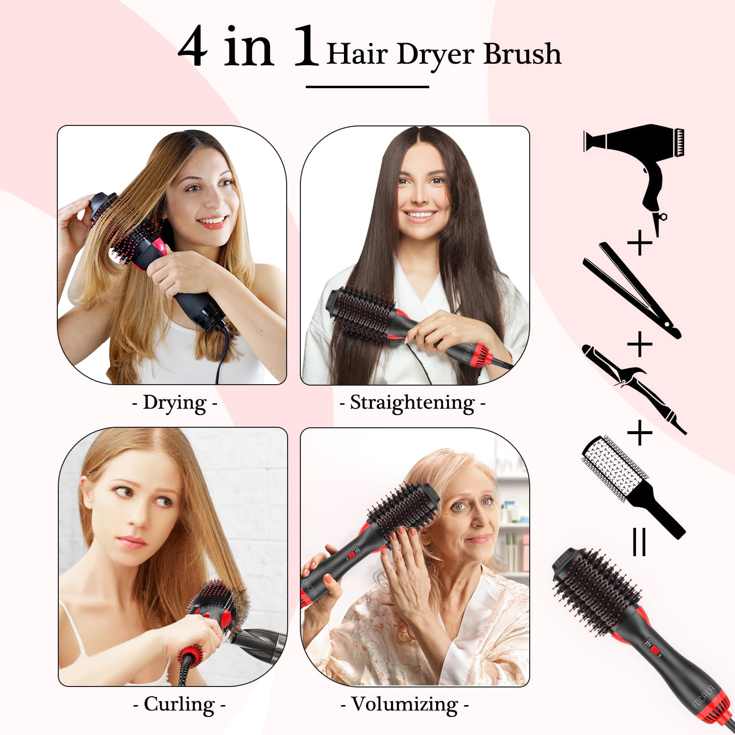 Professional Hair Dryer Brush - 60mm Oval Volumizer for Salon Blowouts at Home