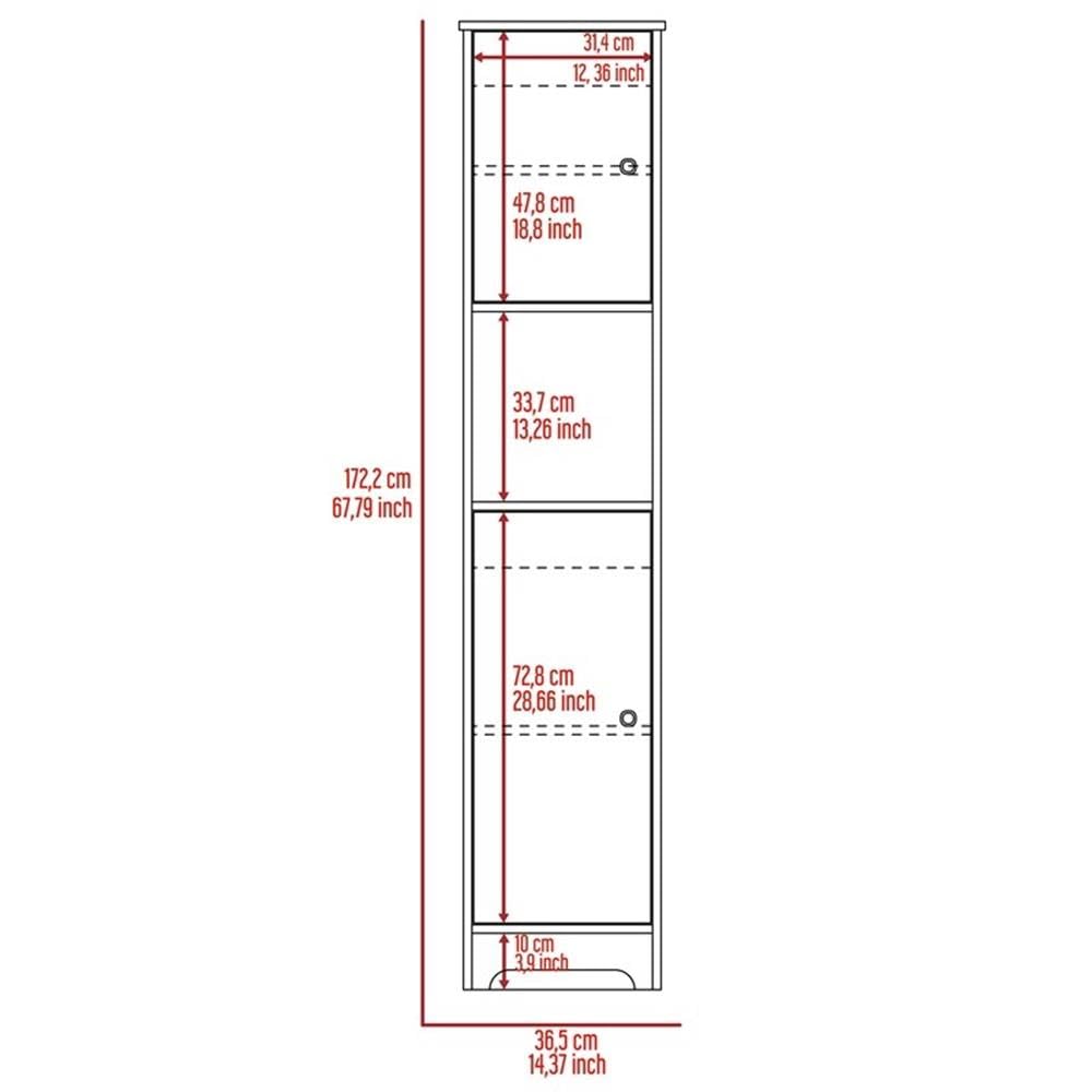 BOWERY HILL 67 Inch White Linen Cabinet - Modern Storage Solution for Bedroom, Bathroom, or Entryway Organization