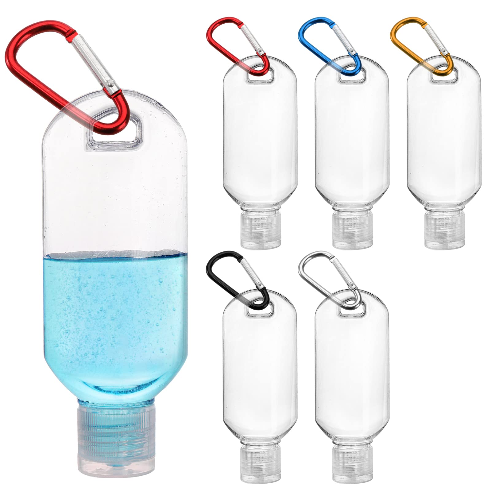 Kingrol 50 Pack 2oz Travel Squeeze Bottles with Keychains - Leak Proof Refillable Empty Hand Sanitizer Containers for Toiletries, Cosmetics & Liquids - Perfect for Travel, Gym, Camping & Daily Essentials