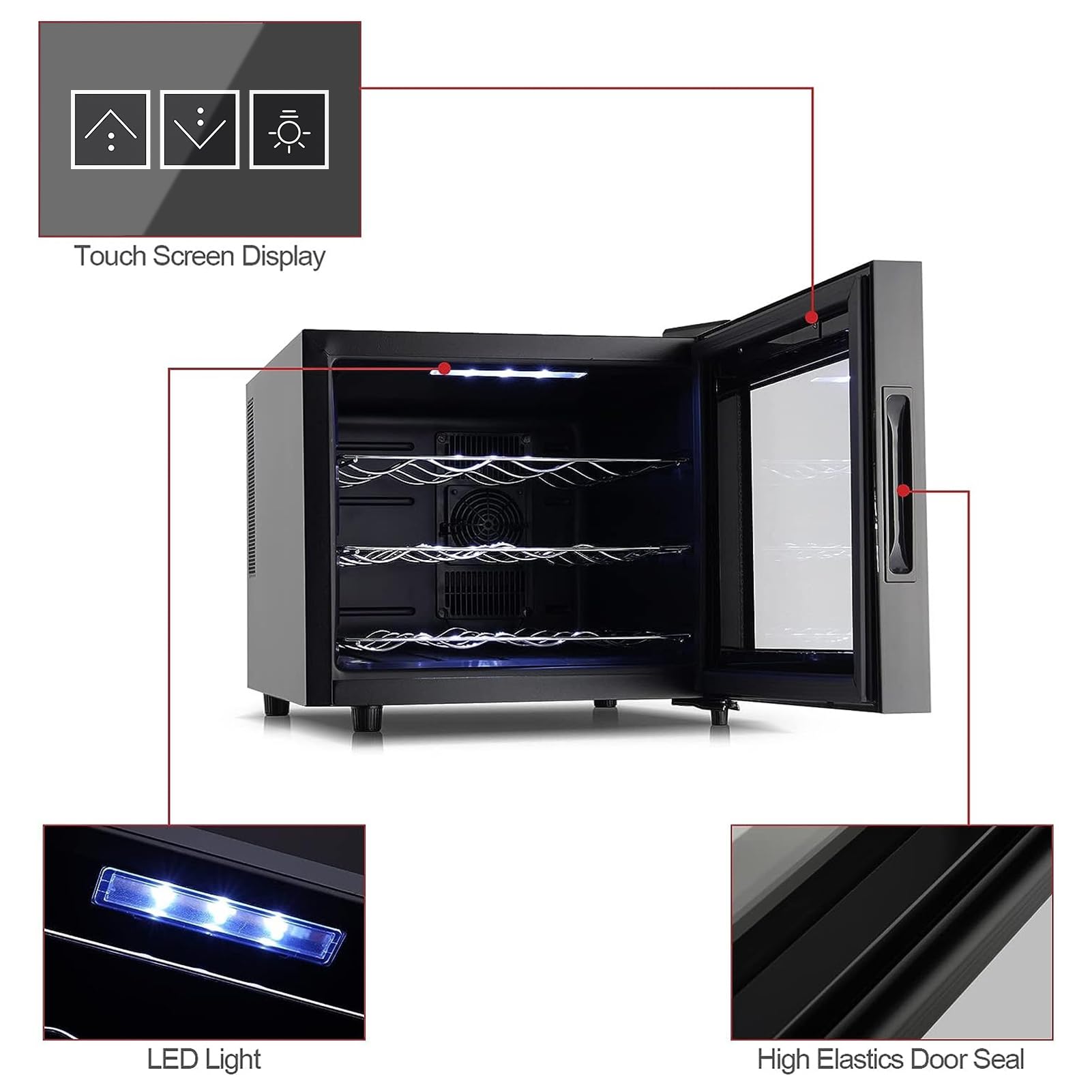 Upgraded 12 Bottle Wine Cooler Refrigerator - Dual Chip Countertop Wine Fridge with Precise Temperature Control (46-66°F) - Compact Freestanding Mini Wine Cellar for Home, Office, Bar & Restaurant Use
