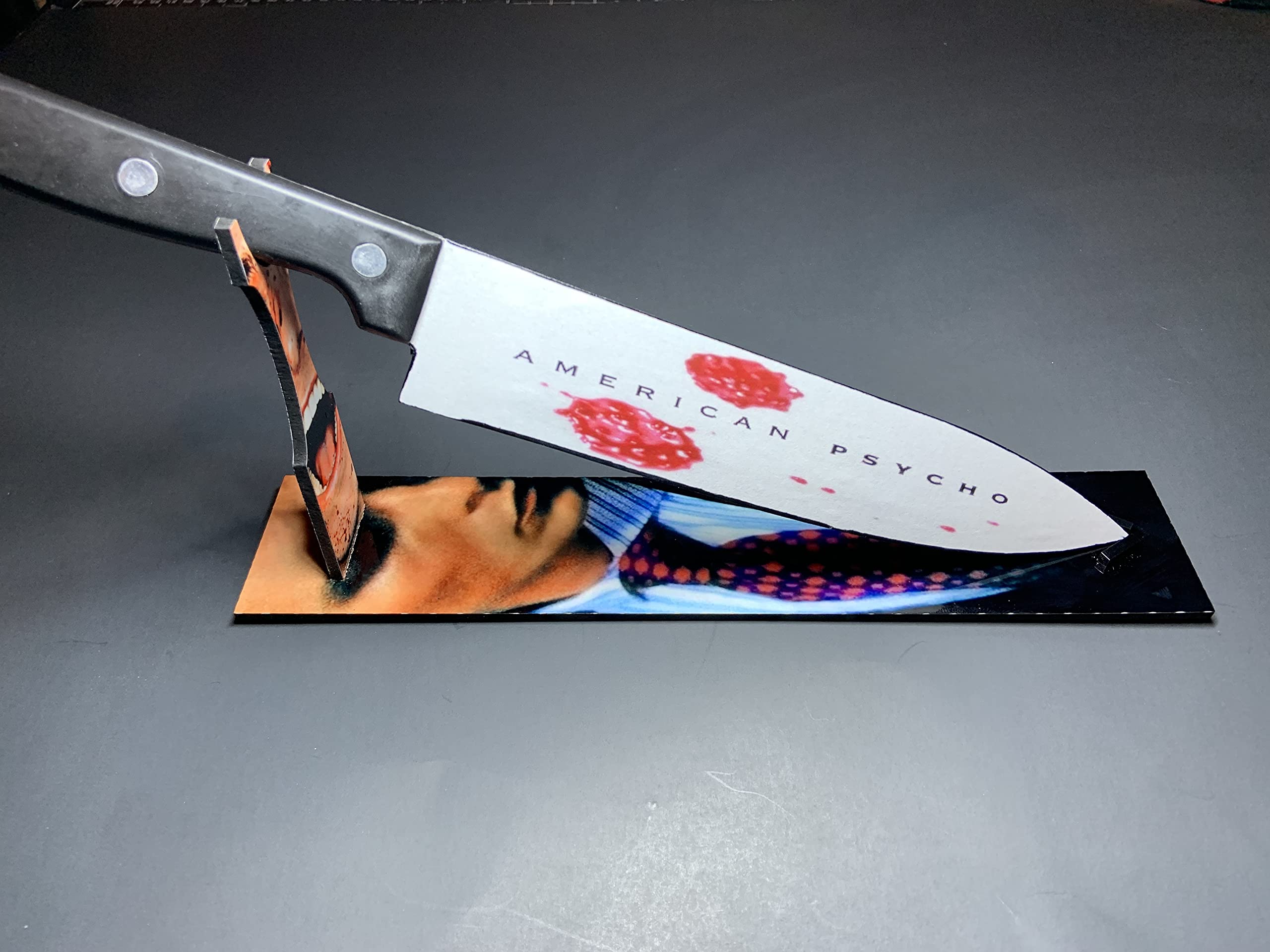 American Psycho Patrick Bateman Horror Themed Kitchen Knife Set with Sublimated Stand - Perfect for Halloween Decor, Horror Movie Collectibles, and Unique Gift Ideas