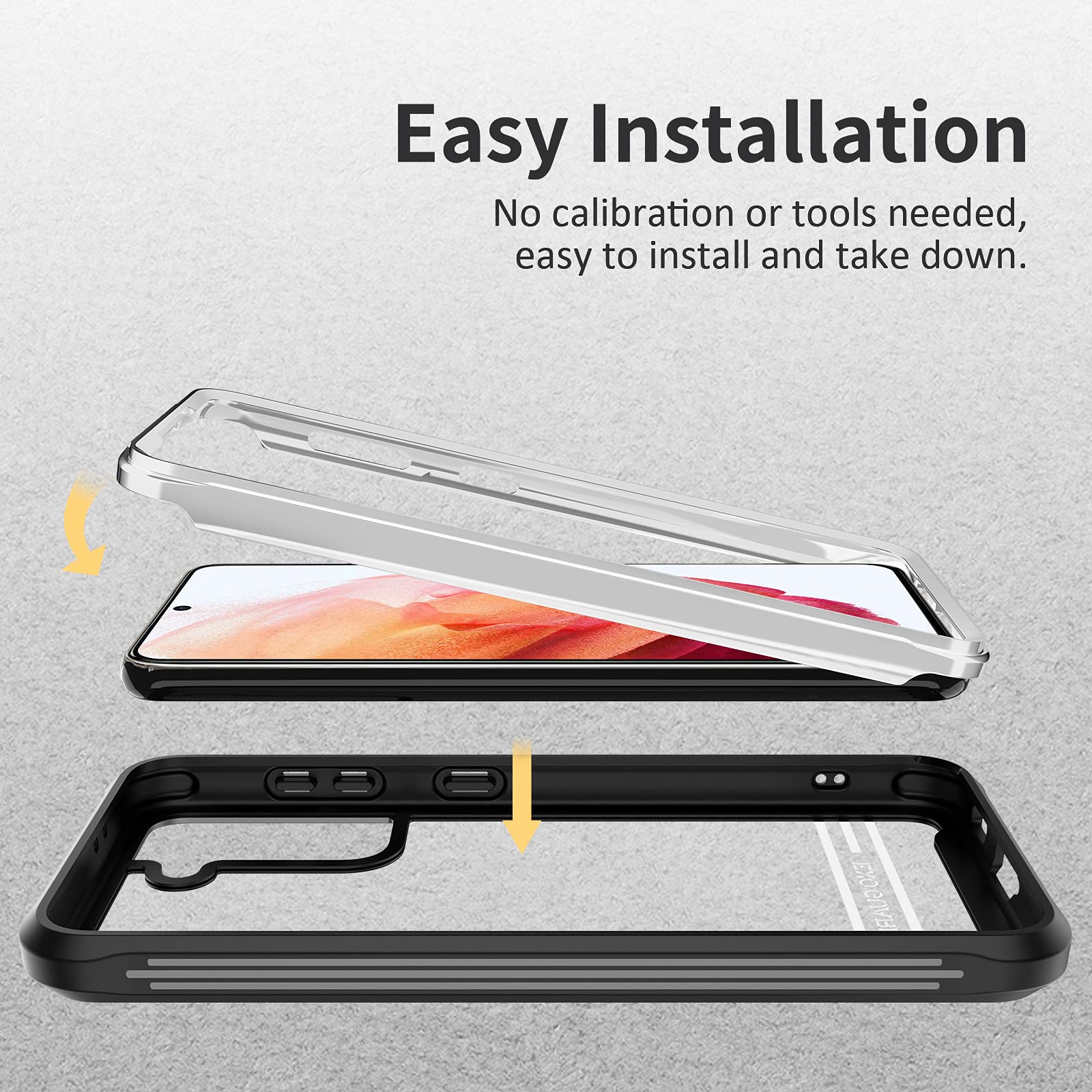ExoGuard Samsung Galaxy S21 5G Case with Tempered Glass Screen Protector | Dual Layer Shockproof Full Body Protection | Clear Back Phone Cover for Galaxy S21 5G (Black) | Perfect for Work, Travel & Outdoor Activities