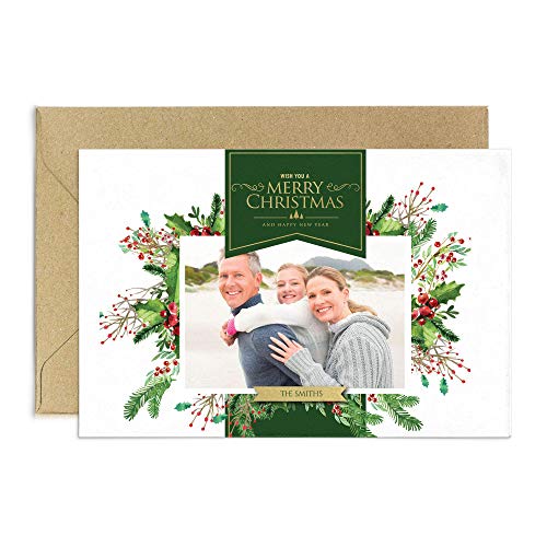 Personalized Family Photo Christmas Postcards - Custom Holiday Greeting Cards for Christmas & New Year - Perfect for Family Holiday Wishes, Seasonal Decor & Festive Mailings