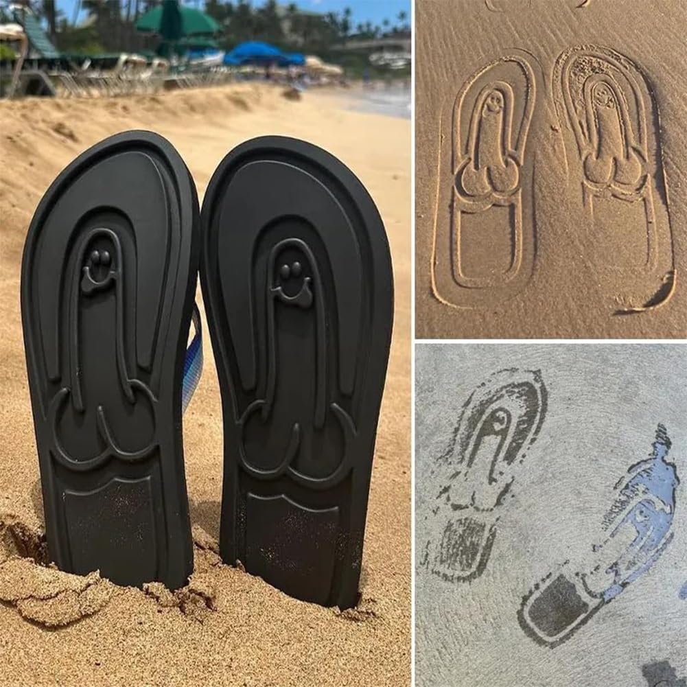 Funny Hidden Penis Flip Flops for Men - Novelty Beach Sandals with Non-Slip Sole & Quick-Dry Comfort - Perfect for Summer Parties, Prank Gifts & Beach Vacations
