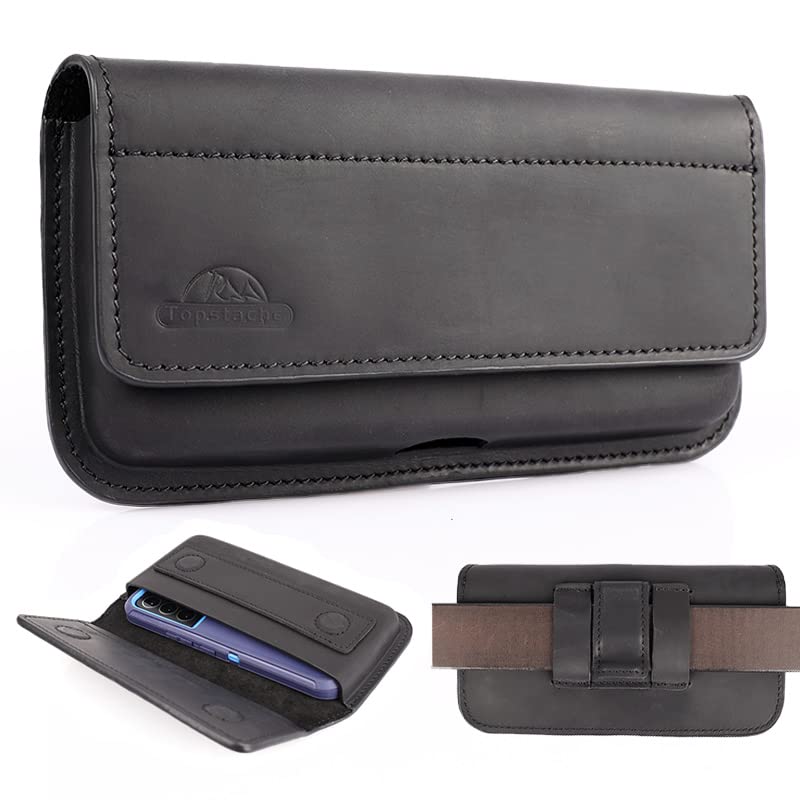 Premium Large Leather Phone Holster with Belt Clip - Universal Flip Case for Samsung S23/S22 & iPhone 14/13 Pro - Protective Leather Pouch for Smartphones - Perfect for Work, Travel & Outdoor Activities