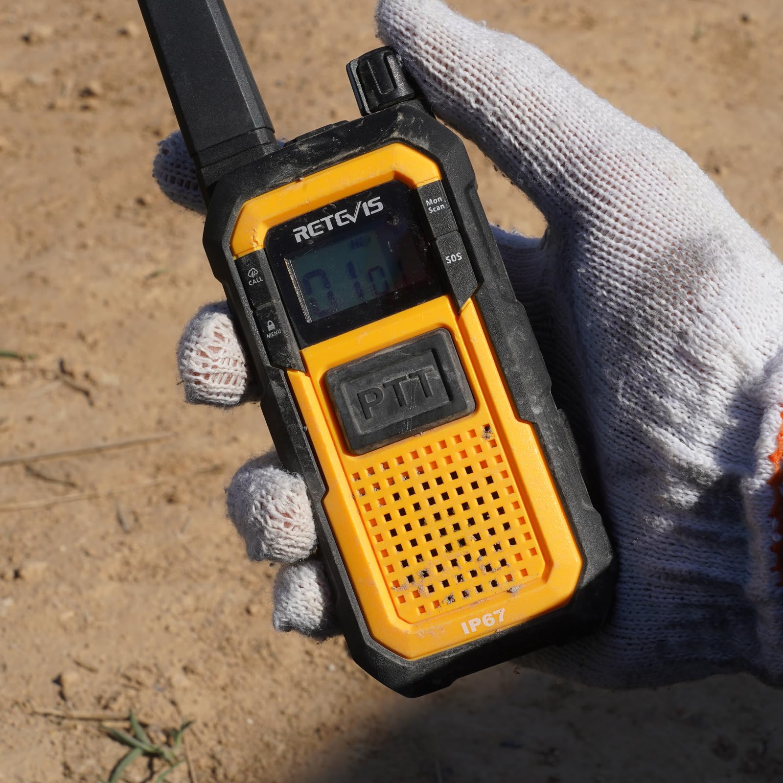 Retevis RB48 Waterproof Walkie Talkies - Heavy Duty Two Way Radios with Advanced Triple Proof, Vibration Call, USB-C Charging, SOS Function & NOAA Weather Alerts (2000mAh Battery, 2-Pack, Yellow) - Ideal for Outdoor Adventures, Construction Sites & Emergency Communication