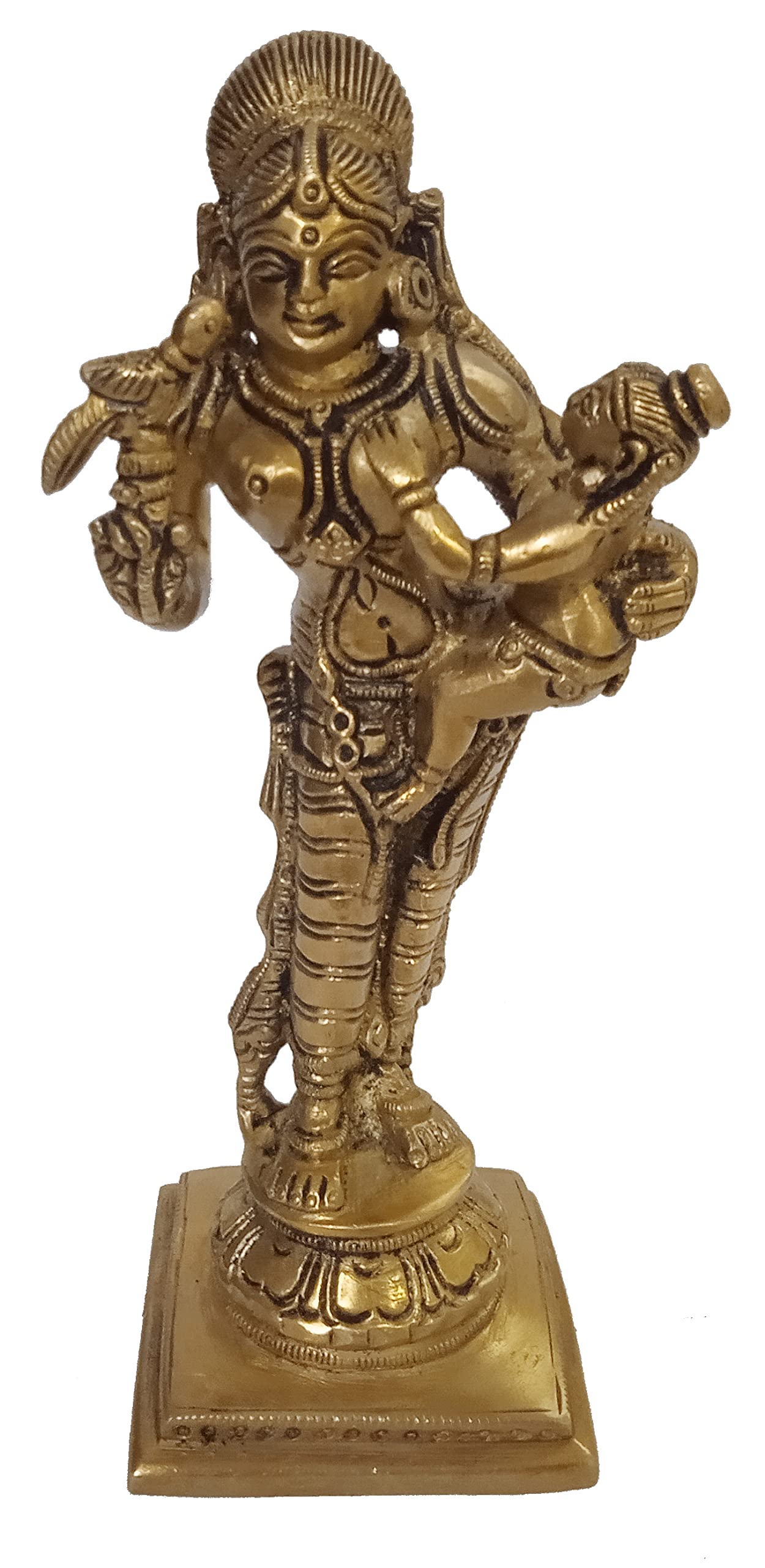 Purpledip Brass Idol Statue of Krishna and Yashoda - Damodar Leela Hindu Deity Sculpture (12409) | Rare Religious Collectible for Home Altar, Temple Decoration & Spiritual Gift